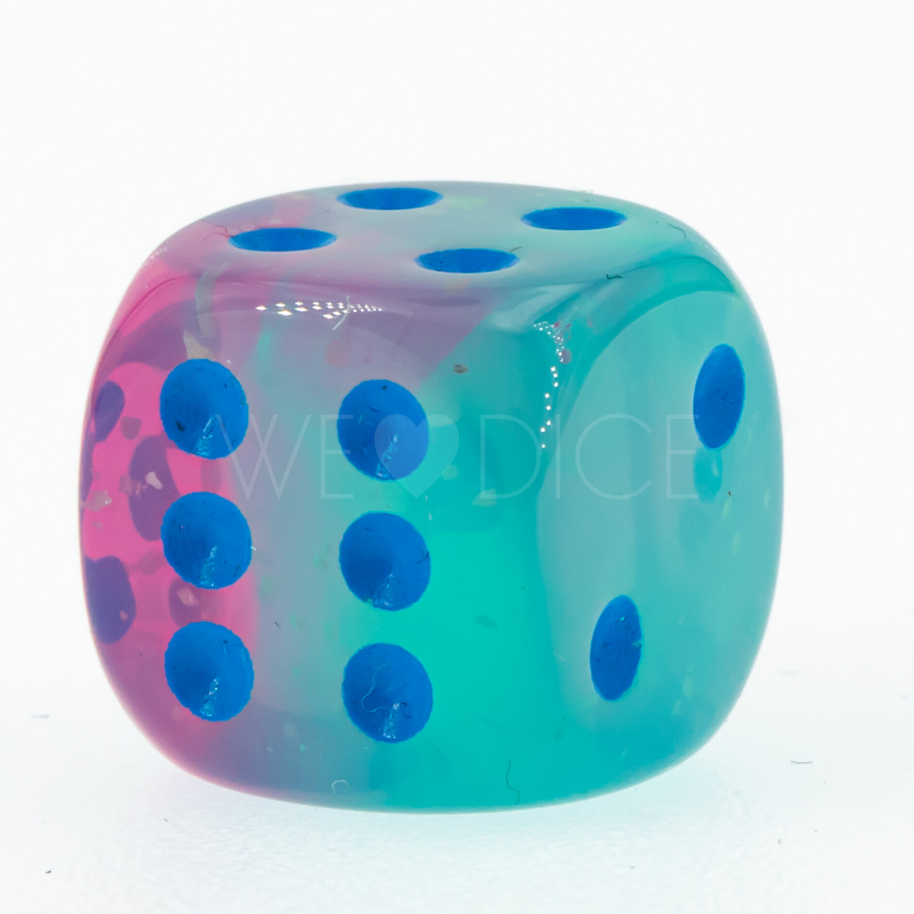 Gemini®, Luminary™ Gel Grün-Rosa / blau  12mm W6 Würfel mit Punkten (1 Stück)