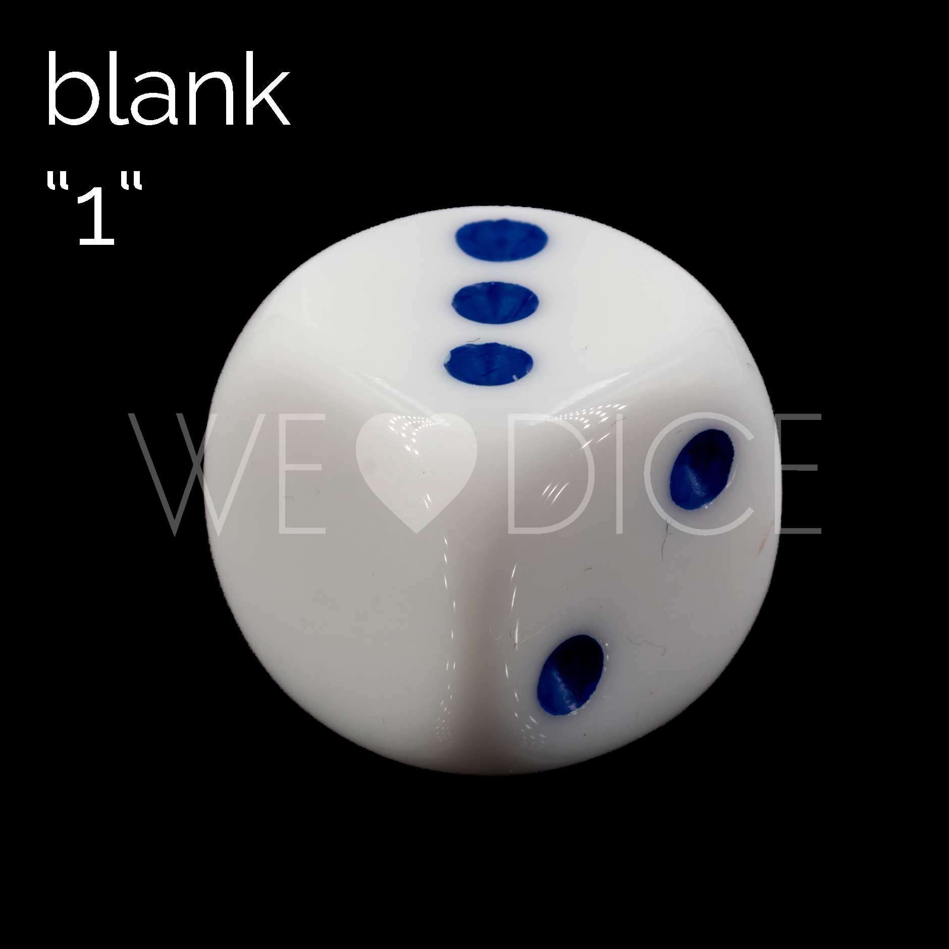 16mm Dice in white / blue Opaque no "6"