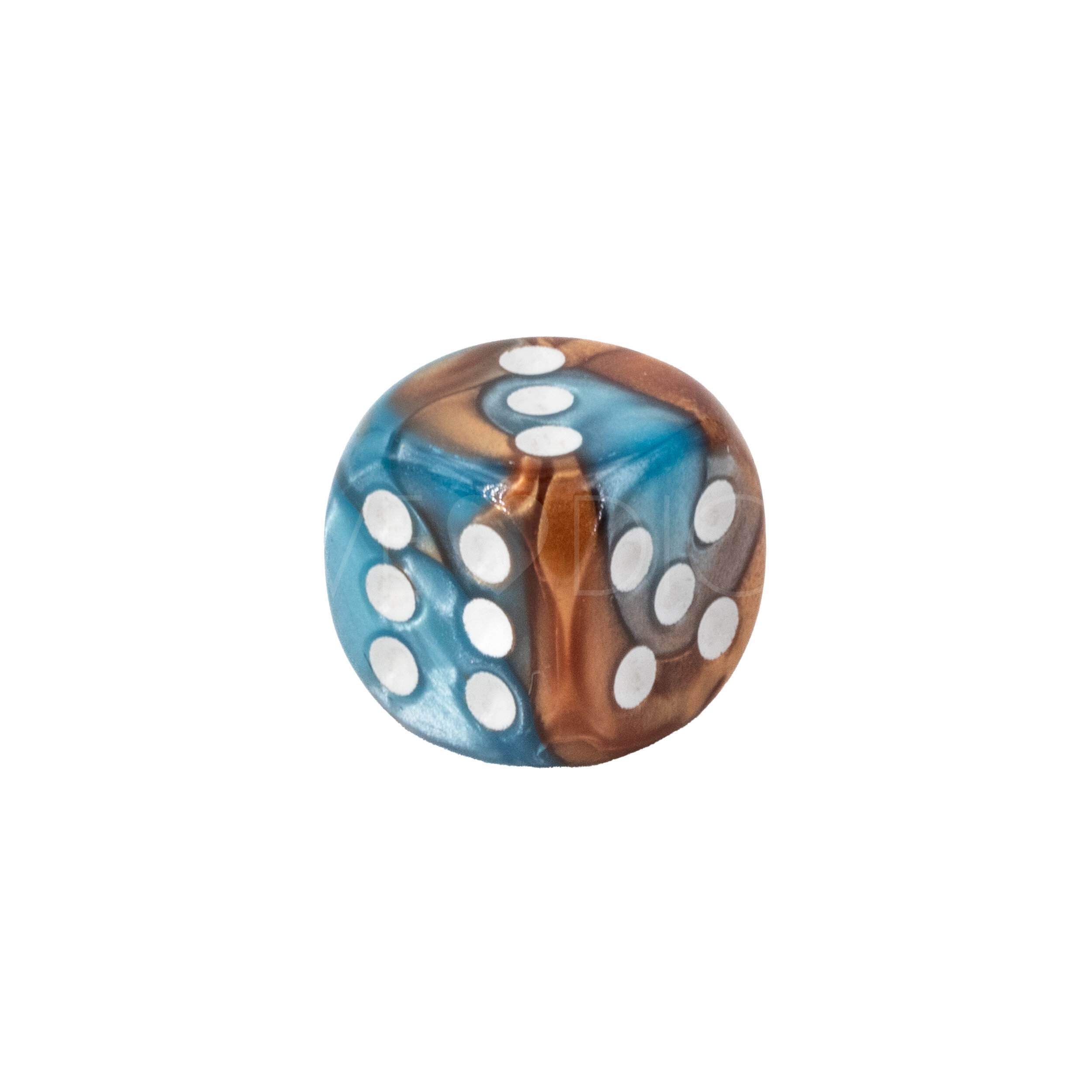 12mm W6 Würfel in kupfer blau / weiß