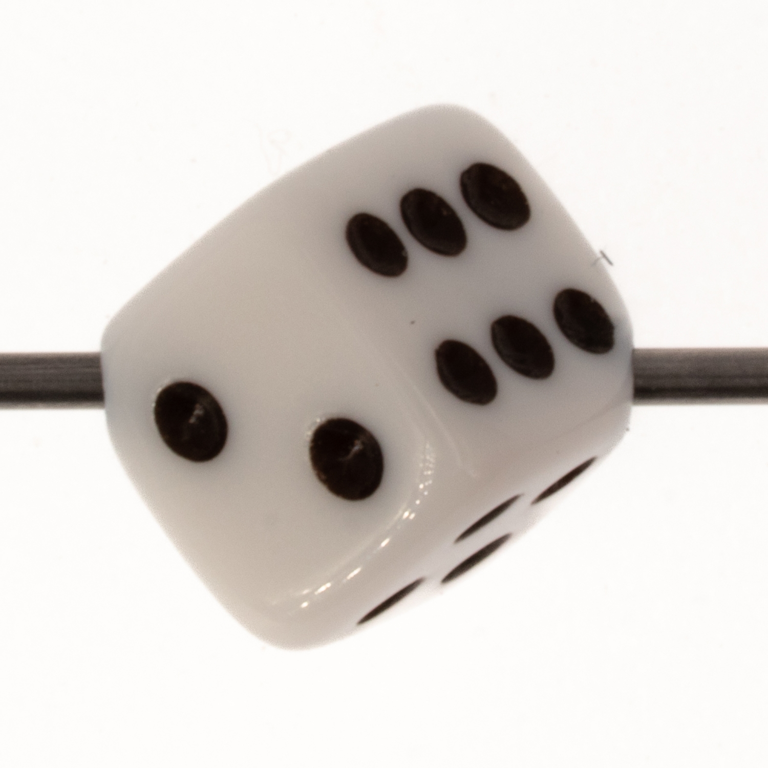  5mm Dice bead - white / black Opaque, in