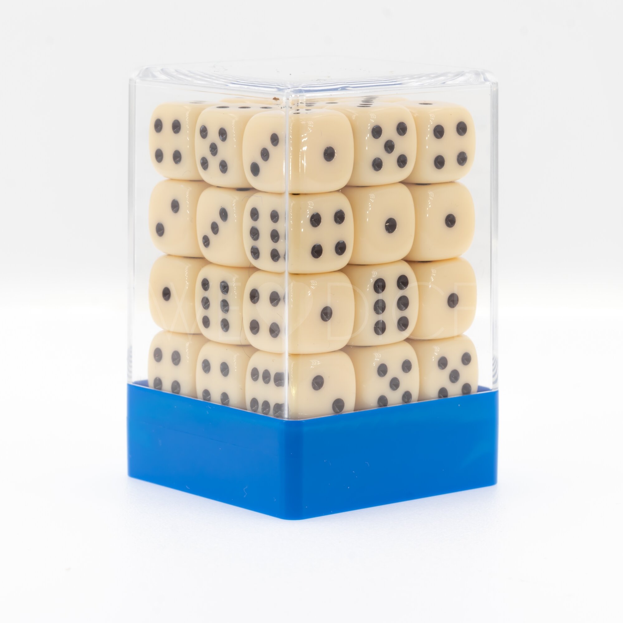 Opaque ivory  / black 12mm D6 Dice Set  (36Pcs)