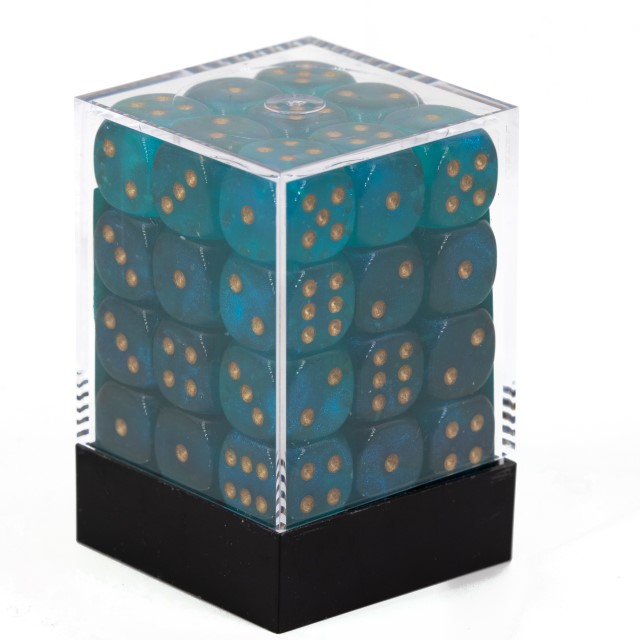 Borealis Teal / gold   12mm D6 Dice Set (36 dice)