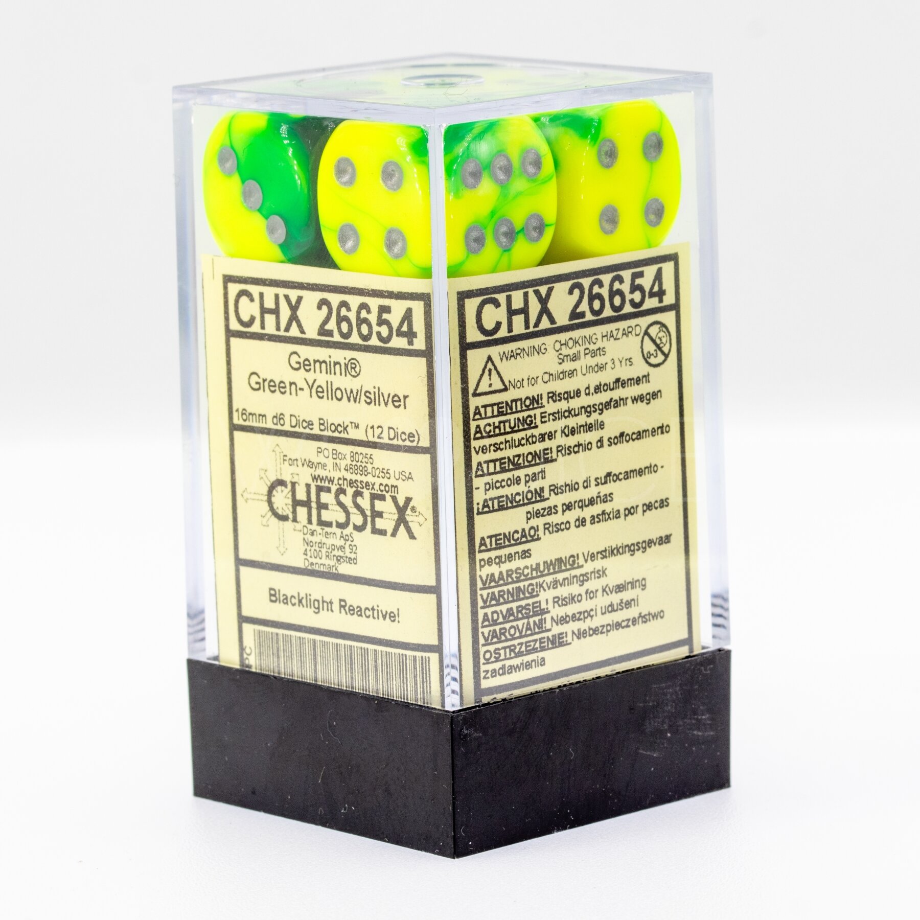 Gemini® Grün-Lila / gold 16mm W6 Würfel Set (12 Würfel)