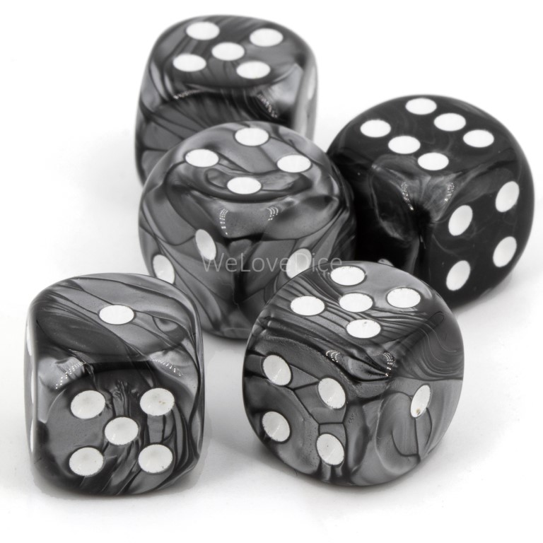 16mm W6 Würfel in dunkelsilber / weiss