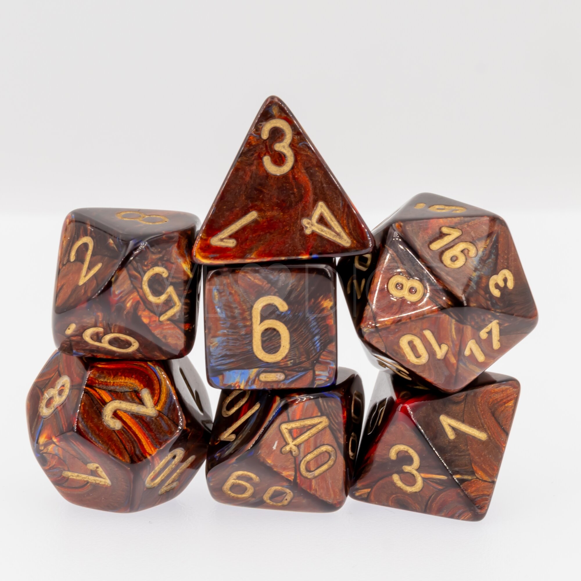 Scarab® Polyhedral Blue Blood / Gold 7-Würfel Set