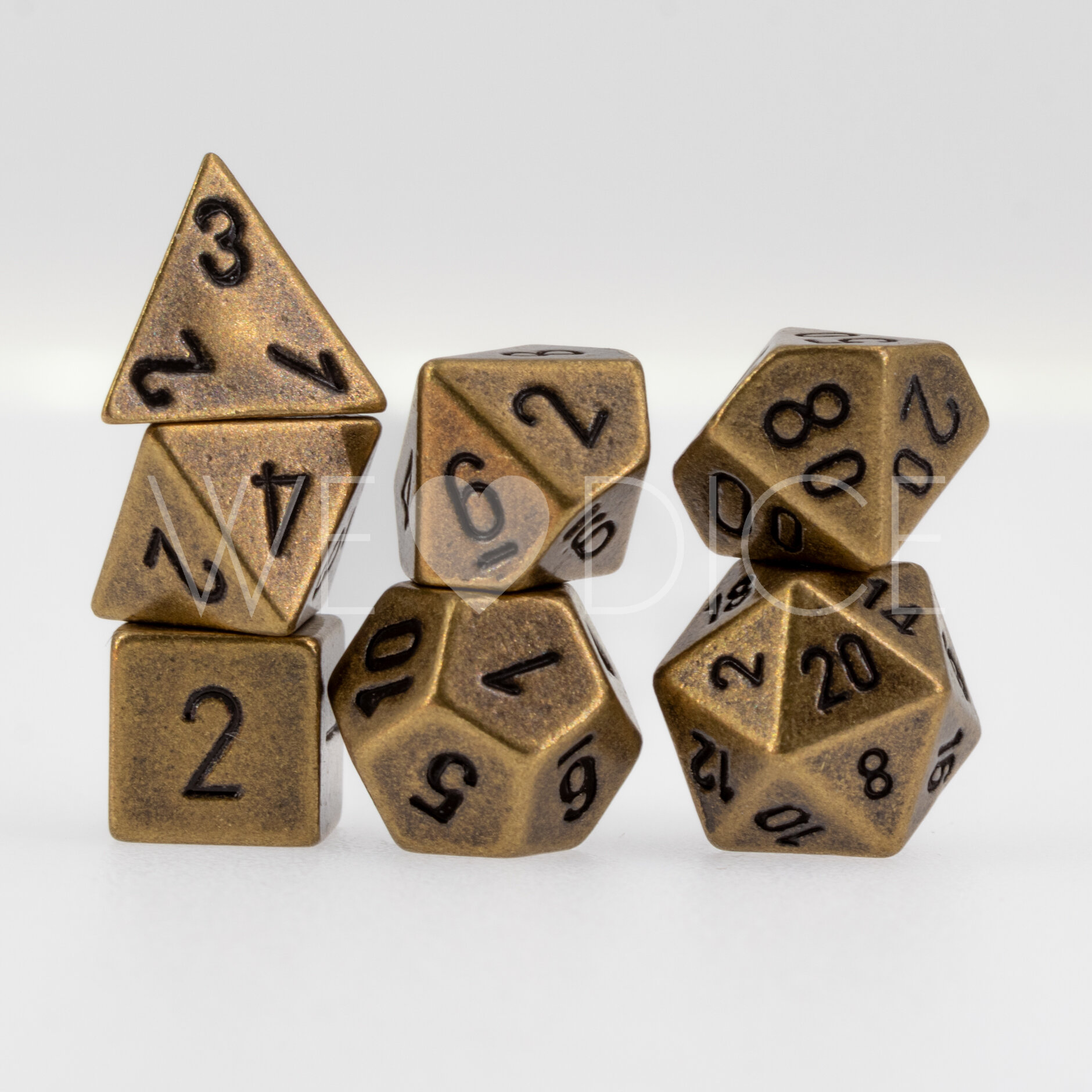 Mini-Metall dice  - Antique Brass - 7  Pcs set