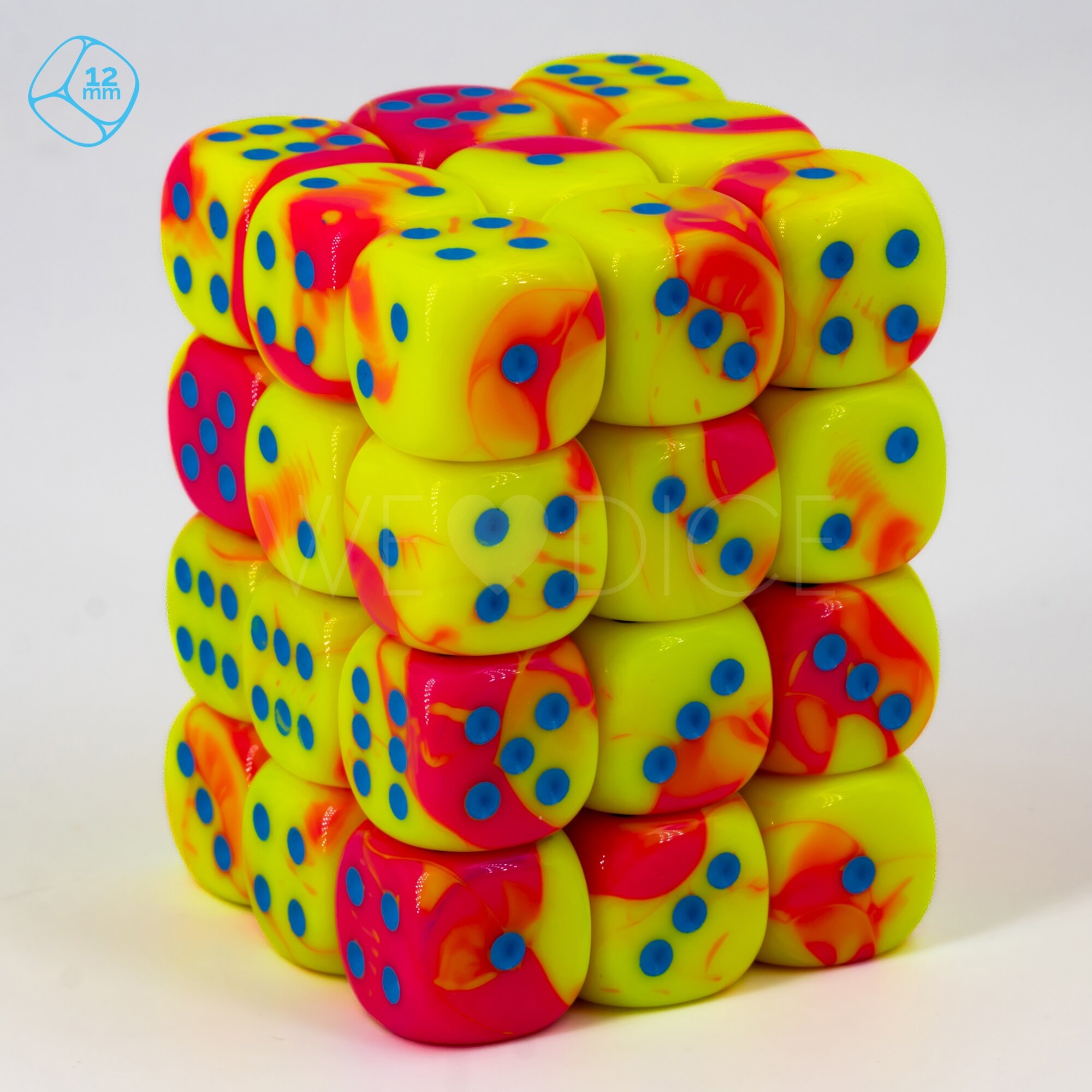 2Ton pink-gelb / blau 12mm W6 Set (36 Stück)