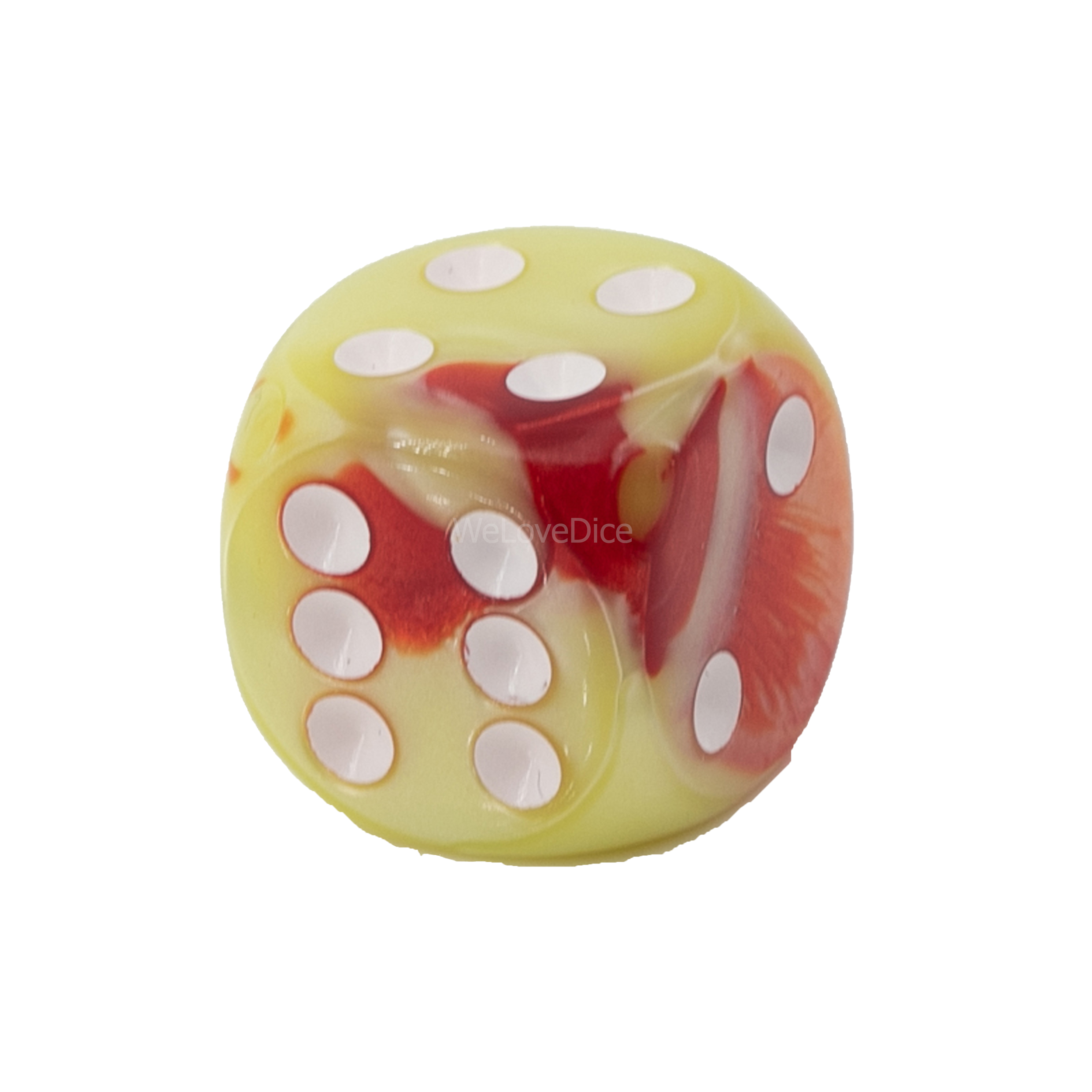 16mm W6 Würfel in kanariengelb rot / weiß