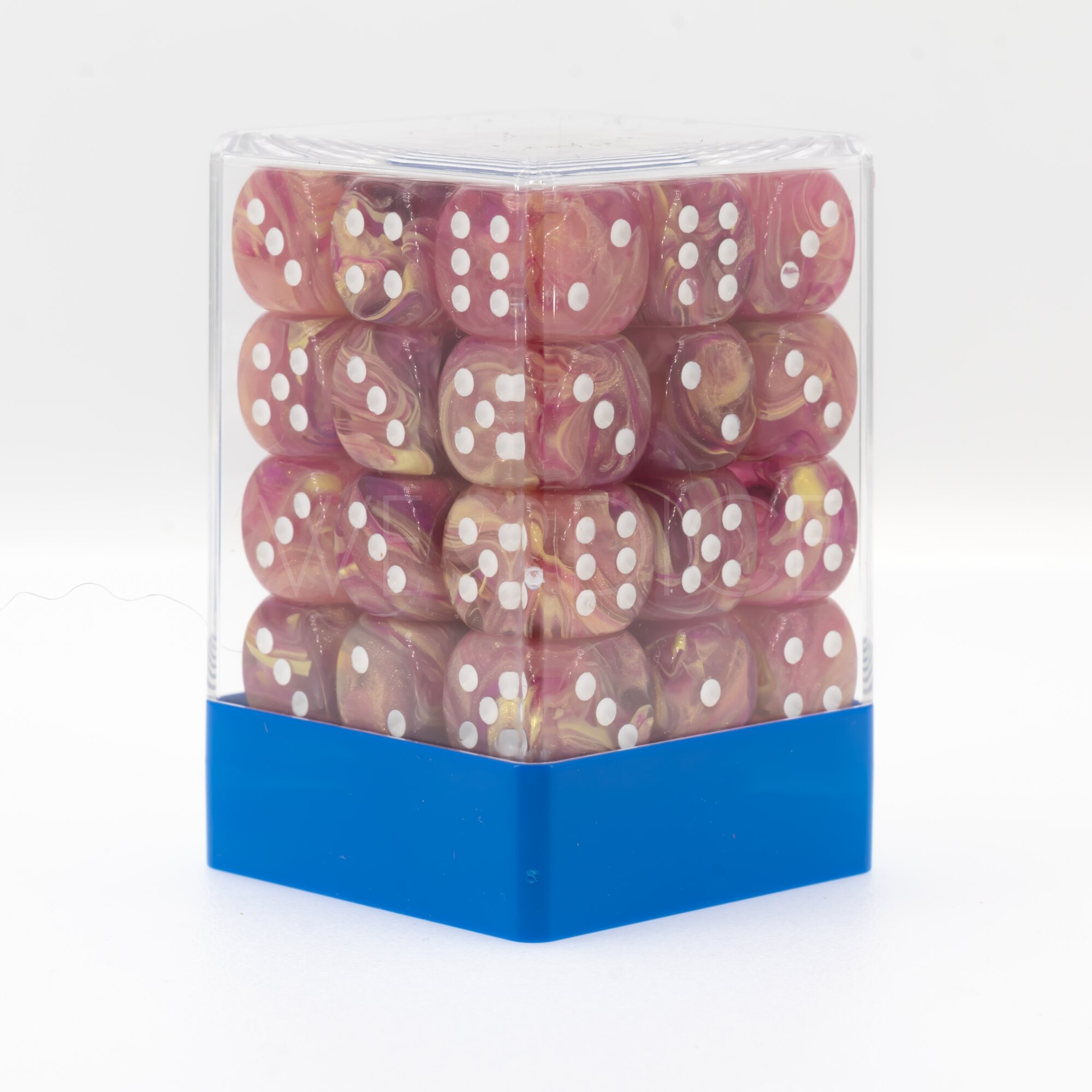 Aurelia amethyst / white  12mm D6 Dice Set  (36Pcs)