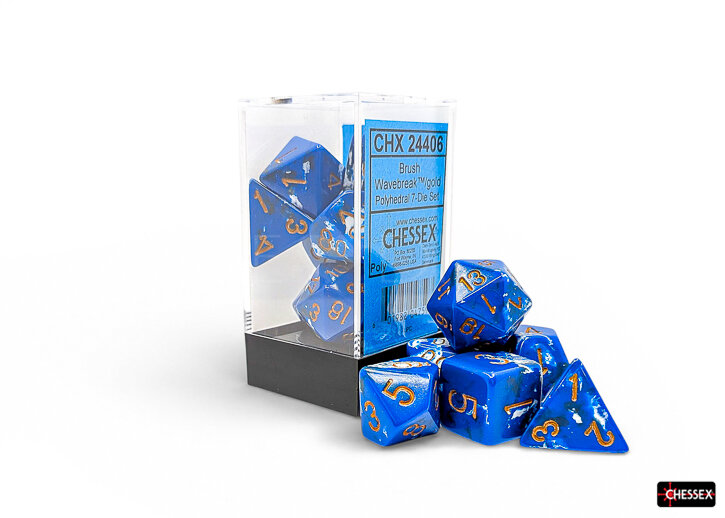 Brush™ Polyhedral Dark Side™ / blue 7-Würfel Set