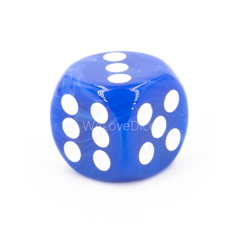 16mm  D6 Dice in jeans blue / white