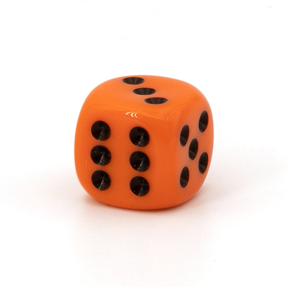 14mm W6 Würfel in orange / schwarz