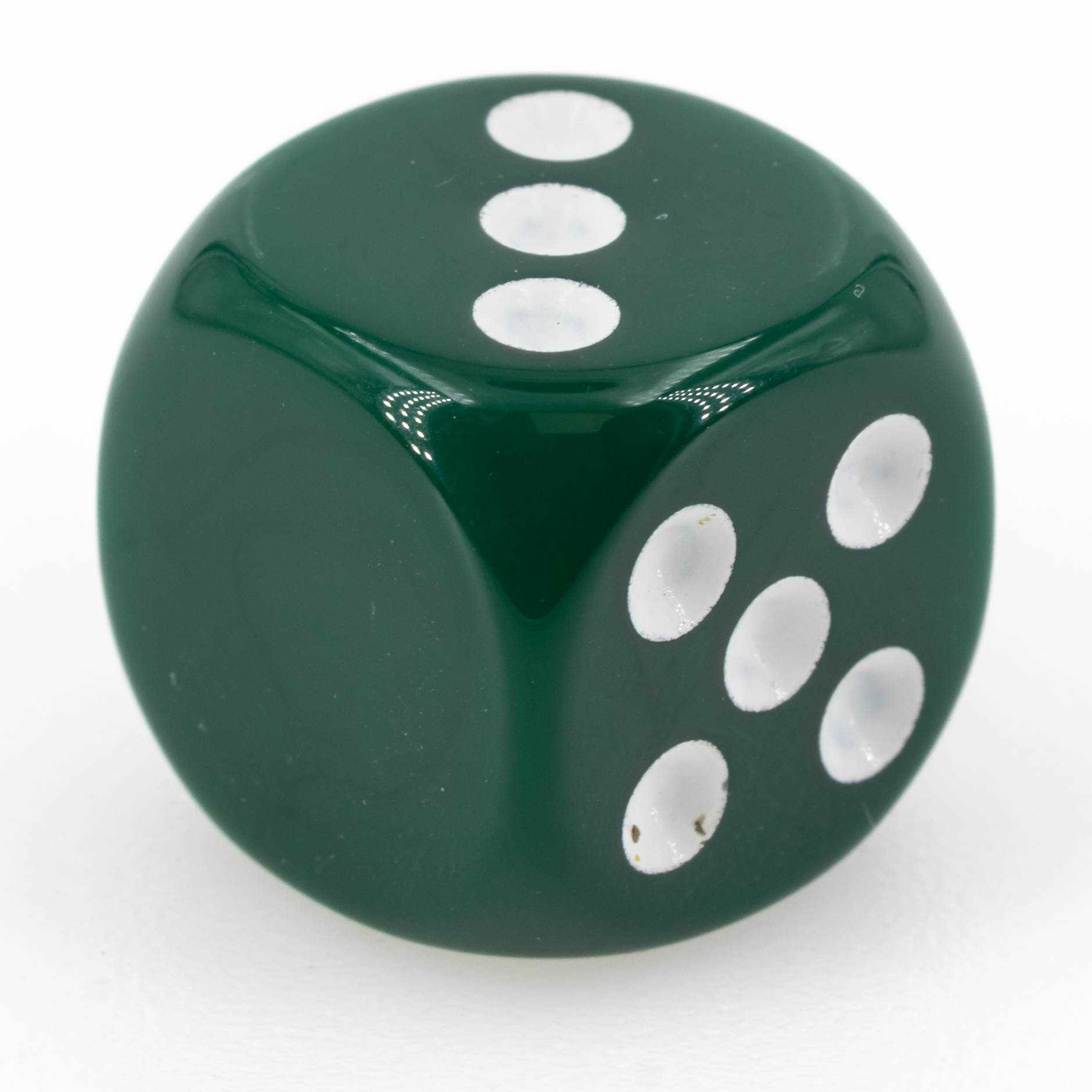16mm Dice in dark green / white Opaque no "6"