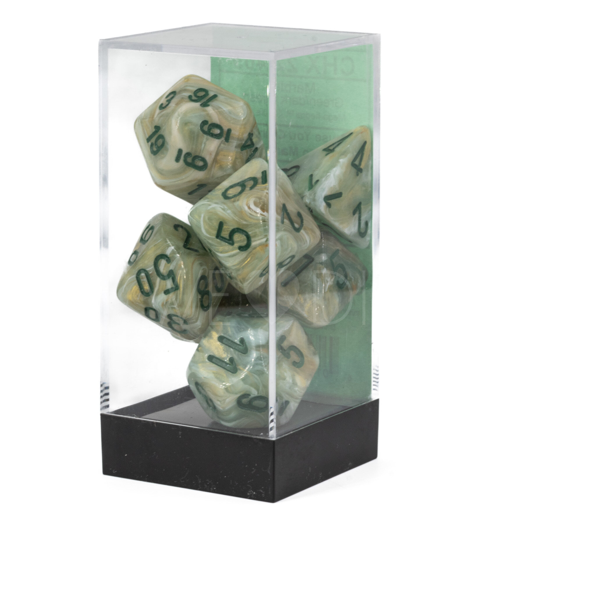 marble Mega-hedral™  Polyhedral Green / dark green 7-DieSet