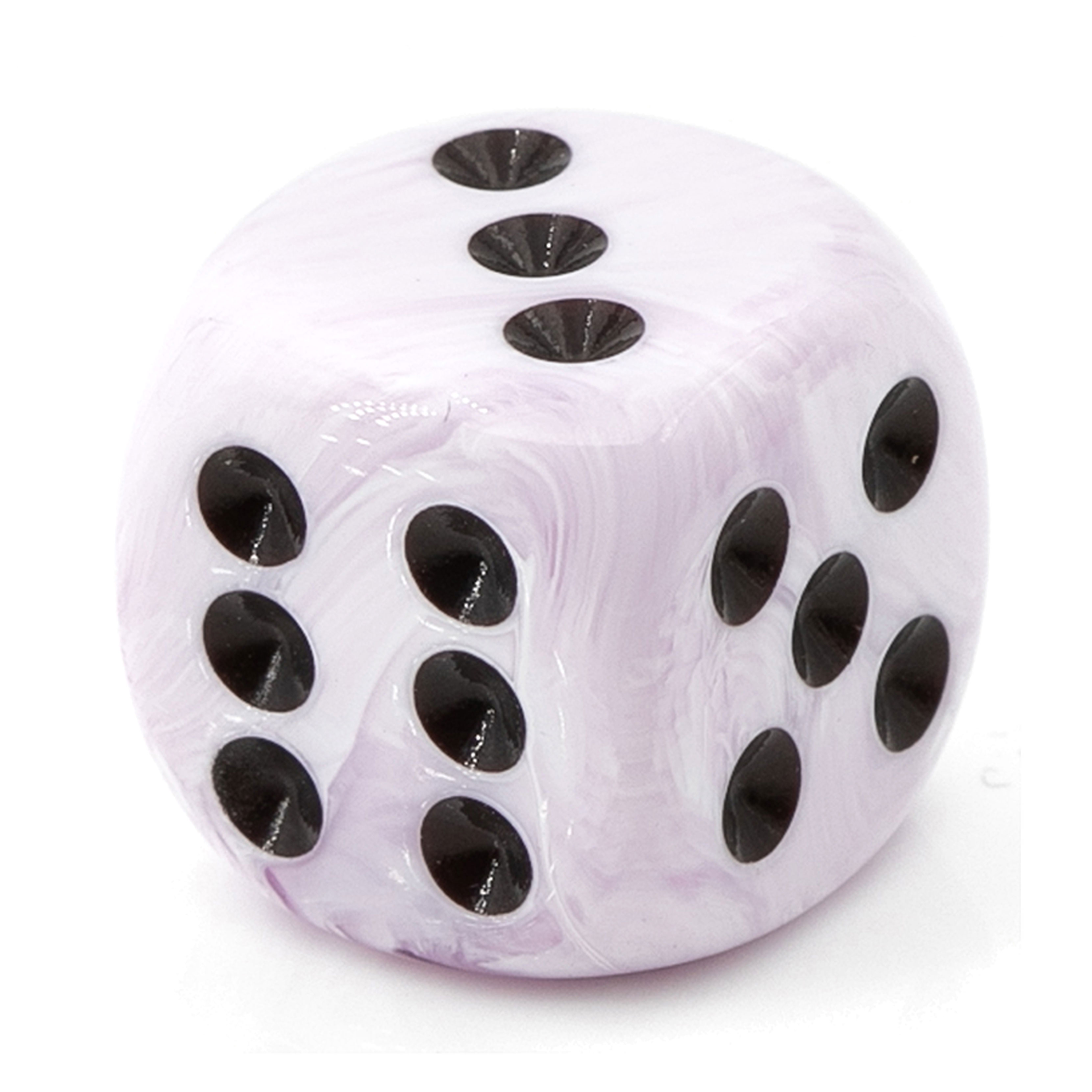 22mm  D6 Dice in ice cream purple / black