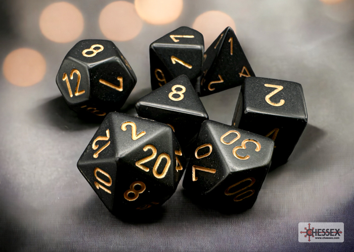 Satt Polyhedral schwarz / gold 7-Würfel Set