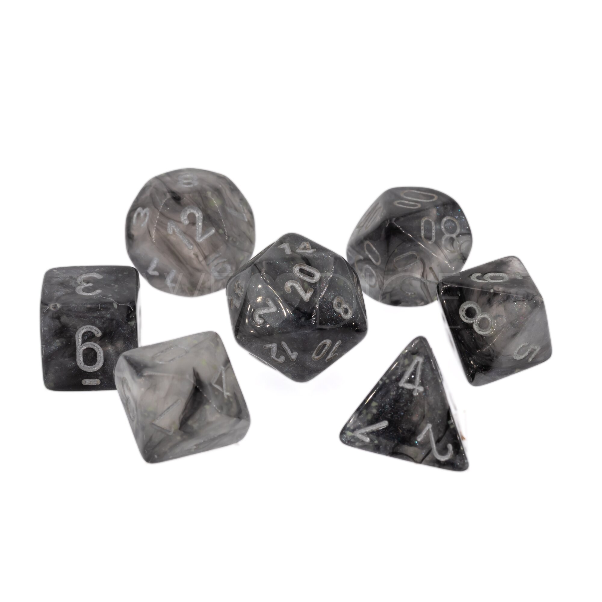 Borealis® Polyhedral Light smoke / silber 7-Würfel Set