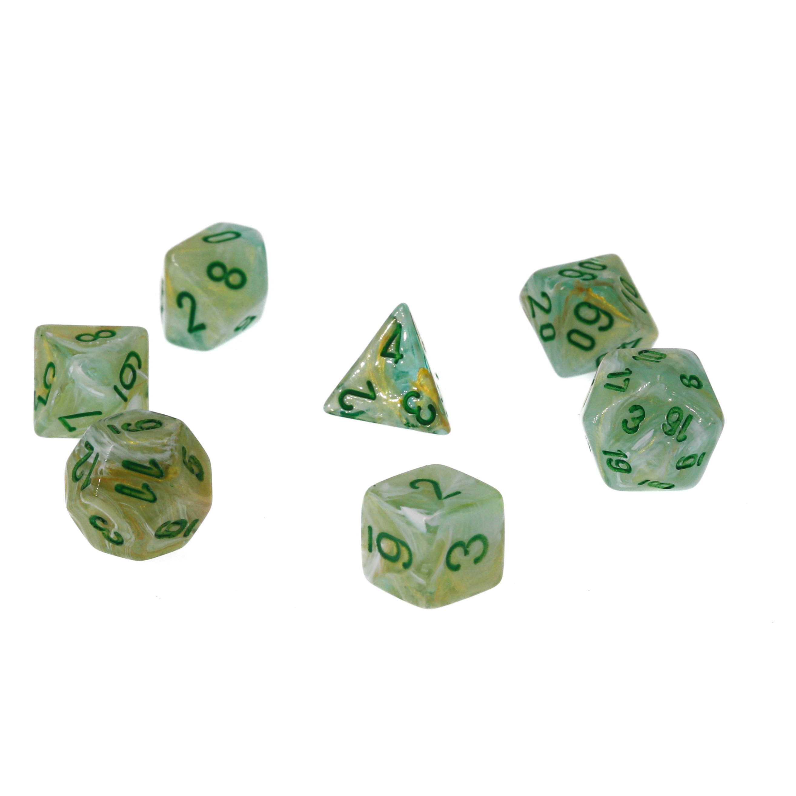 Borealis Mini-hedral Polyhedral Light Green / gold   7-DieSet