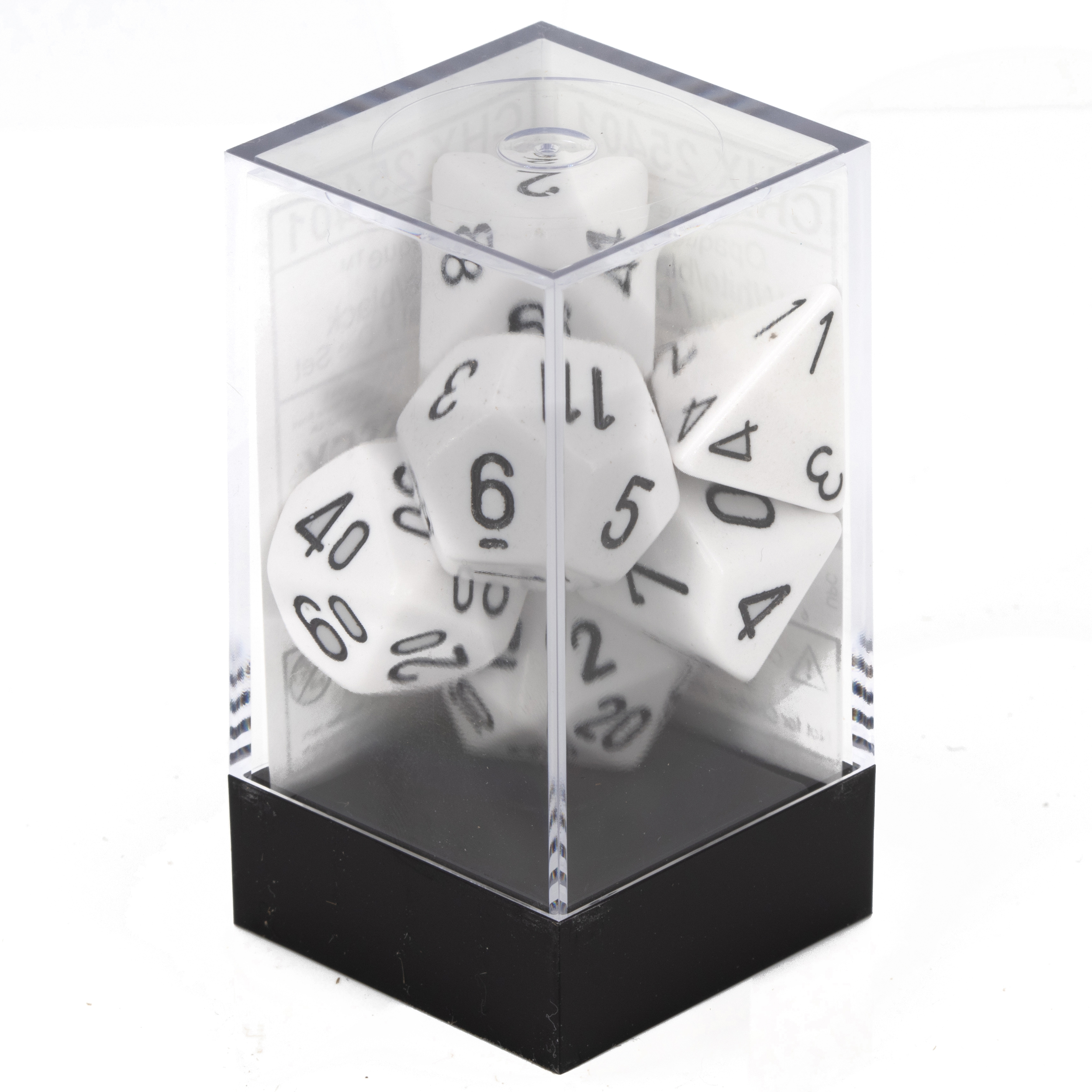 Satt Polyhedral weiß / schwarz 7-Würfel Set