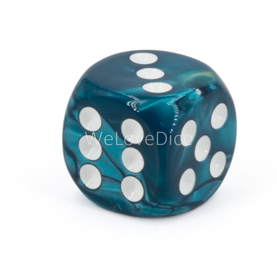 16mm  D6 Dice in petrol / white