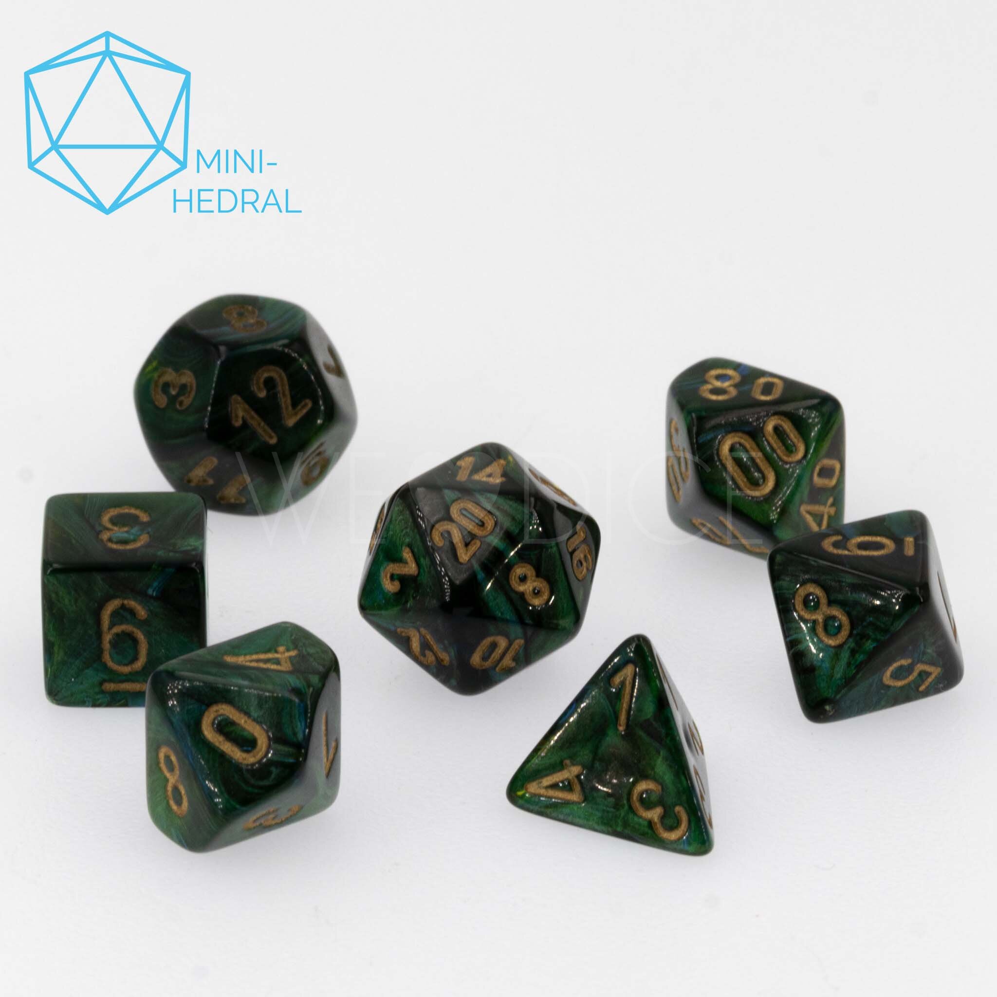 Mini-hedral Scarab® Polyhedral Jade / Gold 7-Würfel Set