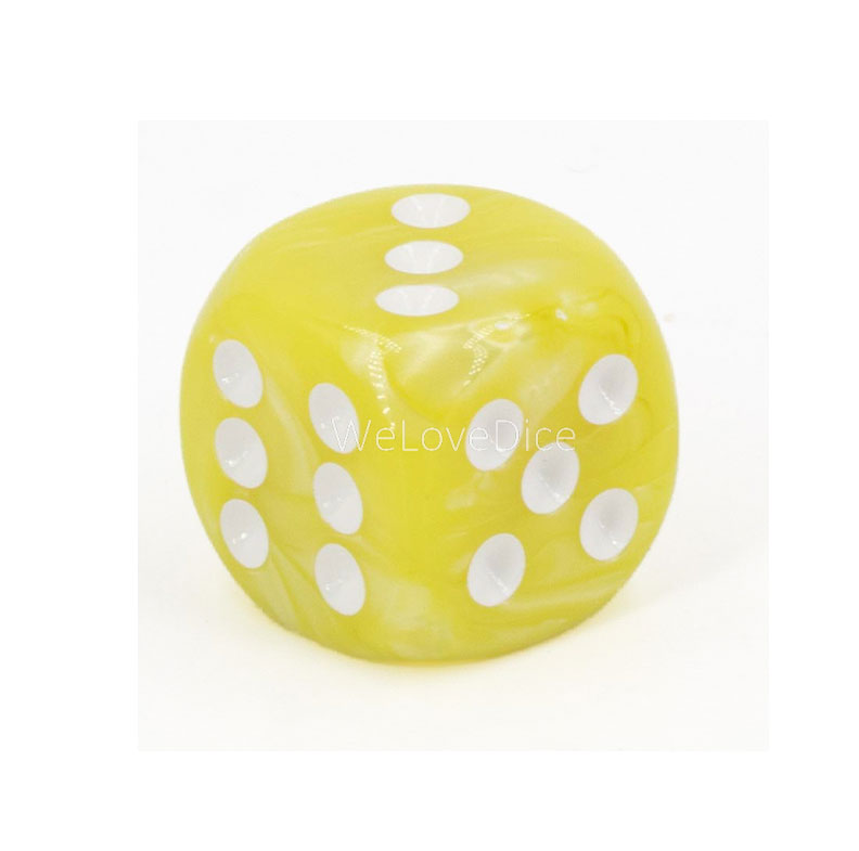 16mm W6 Würfel in lemon gelb / weiß