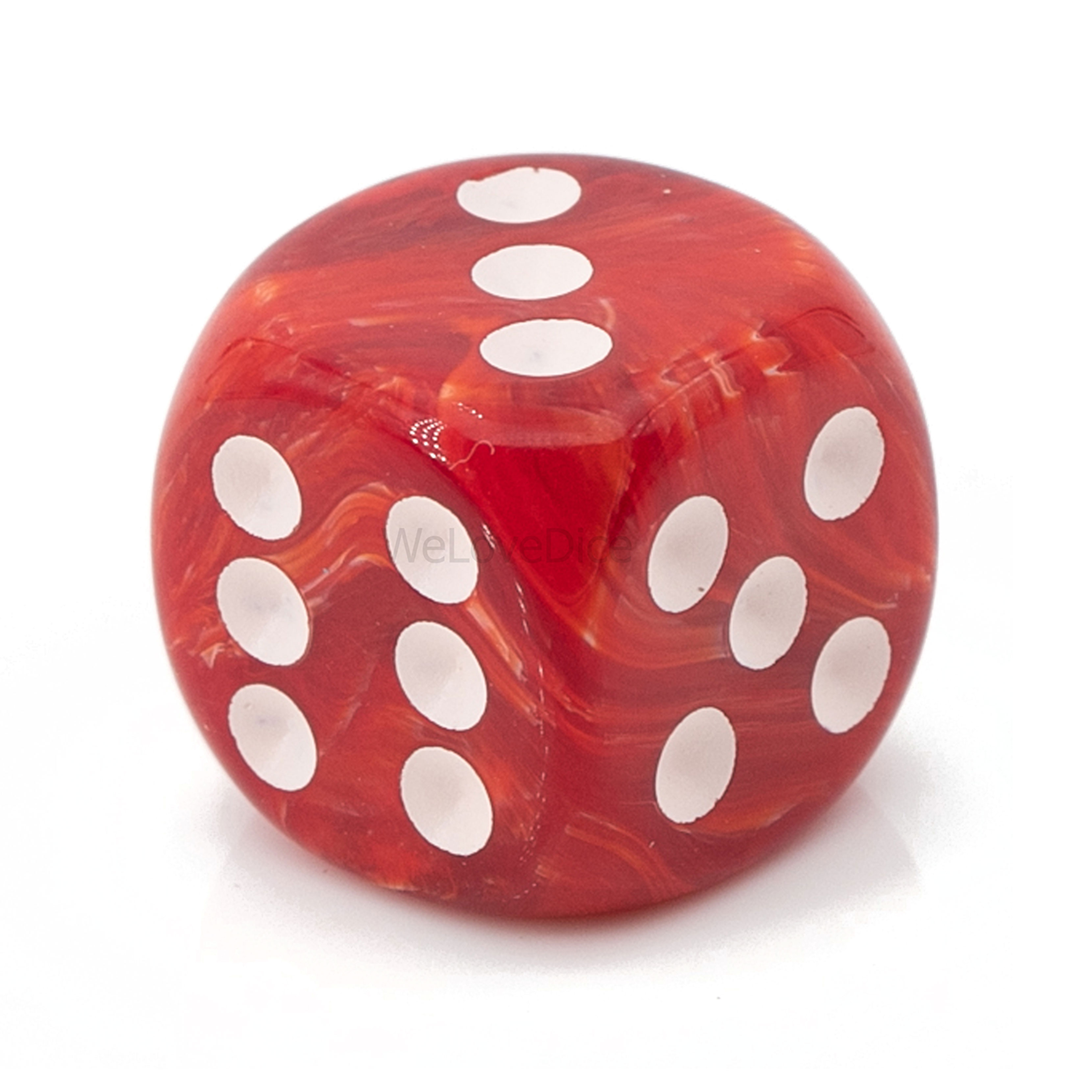 20mm  D6 Dice in mars red / white Marbled