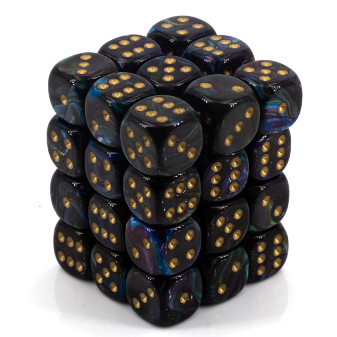 Lustrous  Shadow / Gold 12mm W6 Würfel Set (36 Würfel)