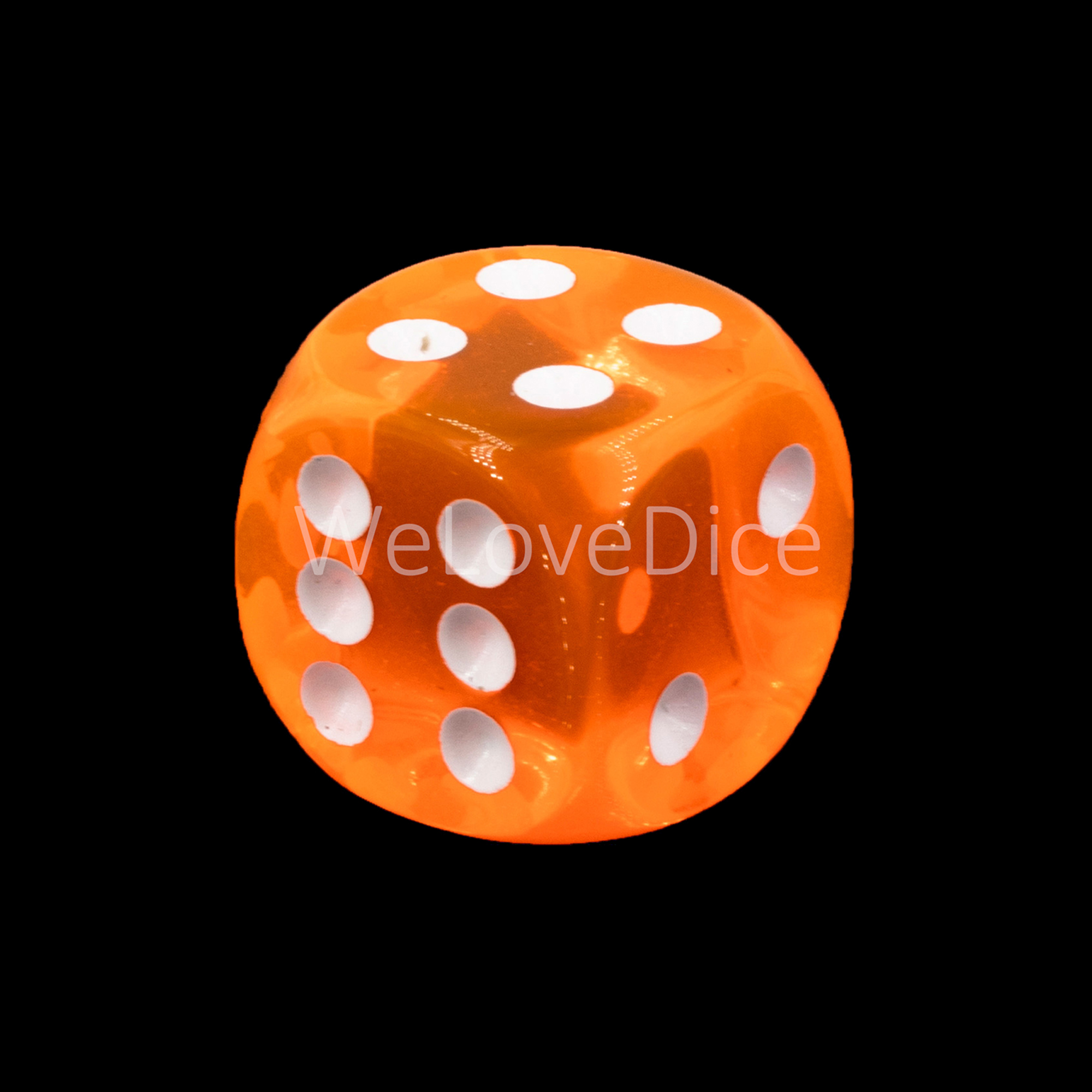 16mm W6 Würfel in neon orange / weiß