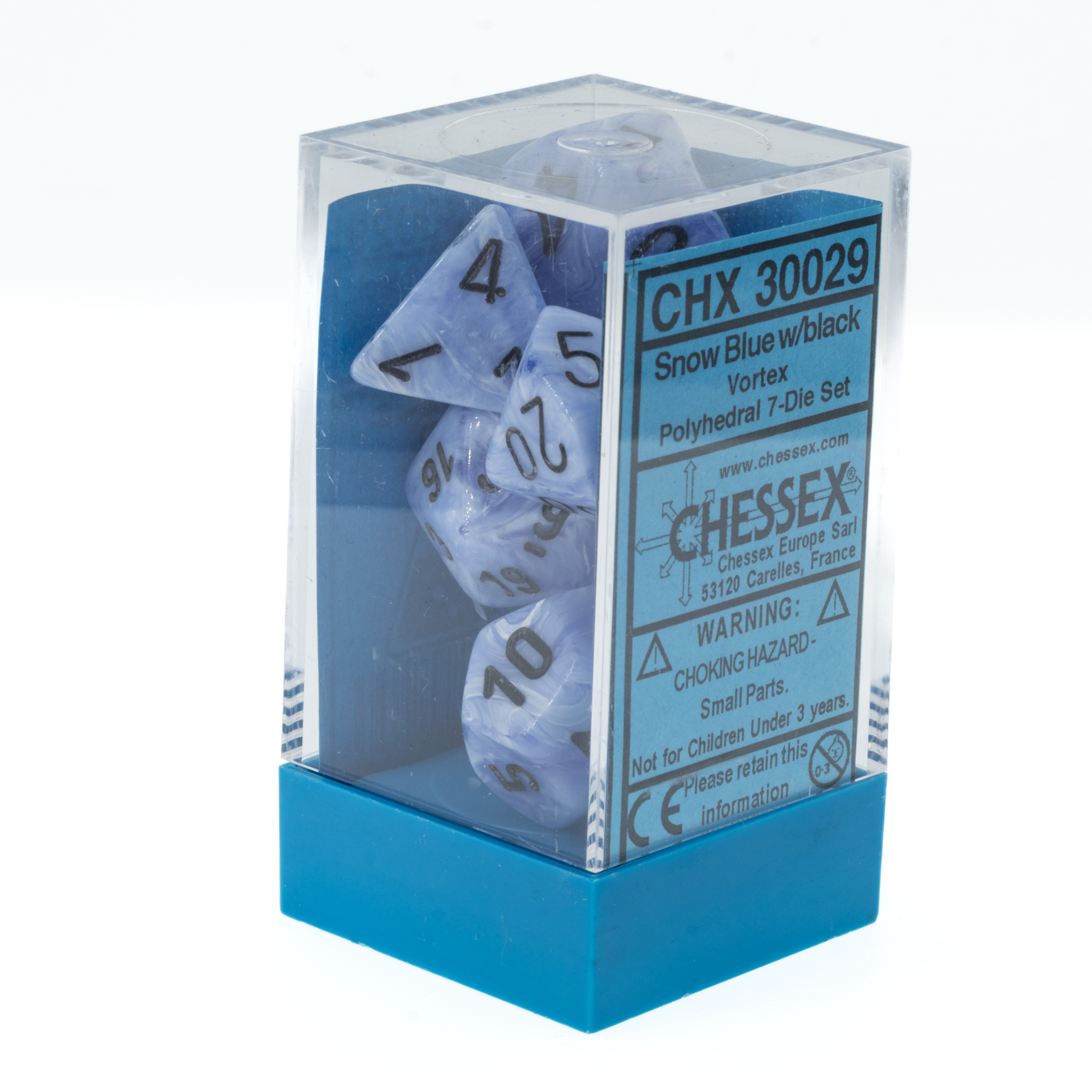 LabDice Vortex® Snow Blue w/ black  Set 7 Stück