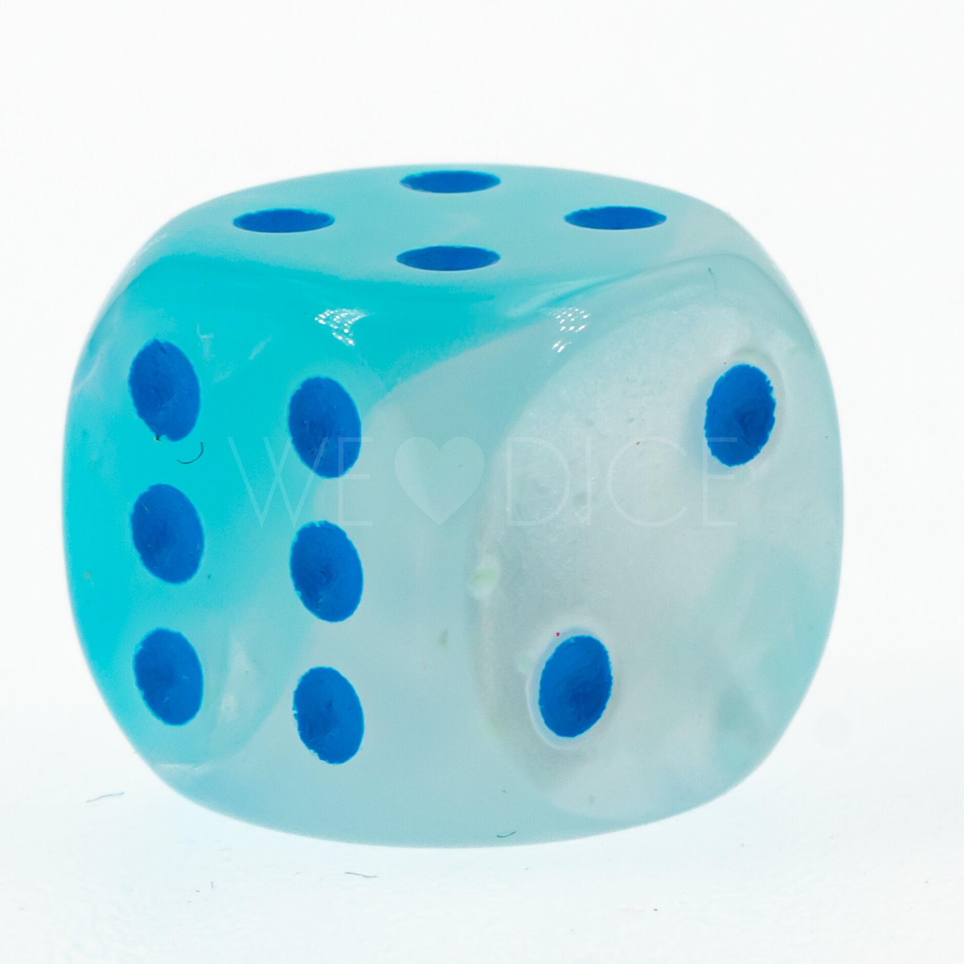 Gemini® Perltürkis-weiß / blau 12mm W6 Würfel mit Punkten (1 Stück)