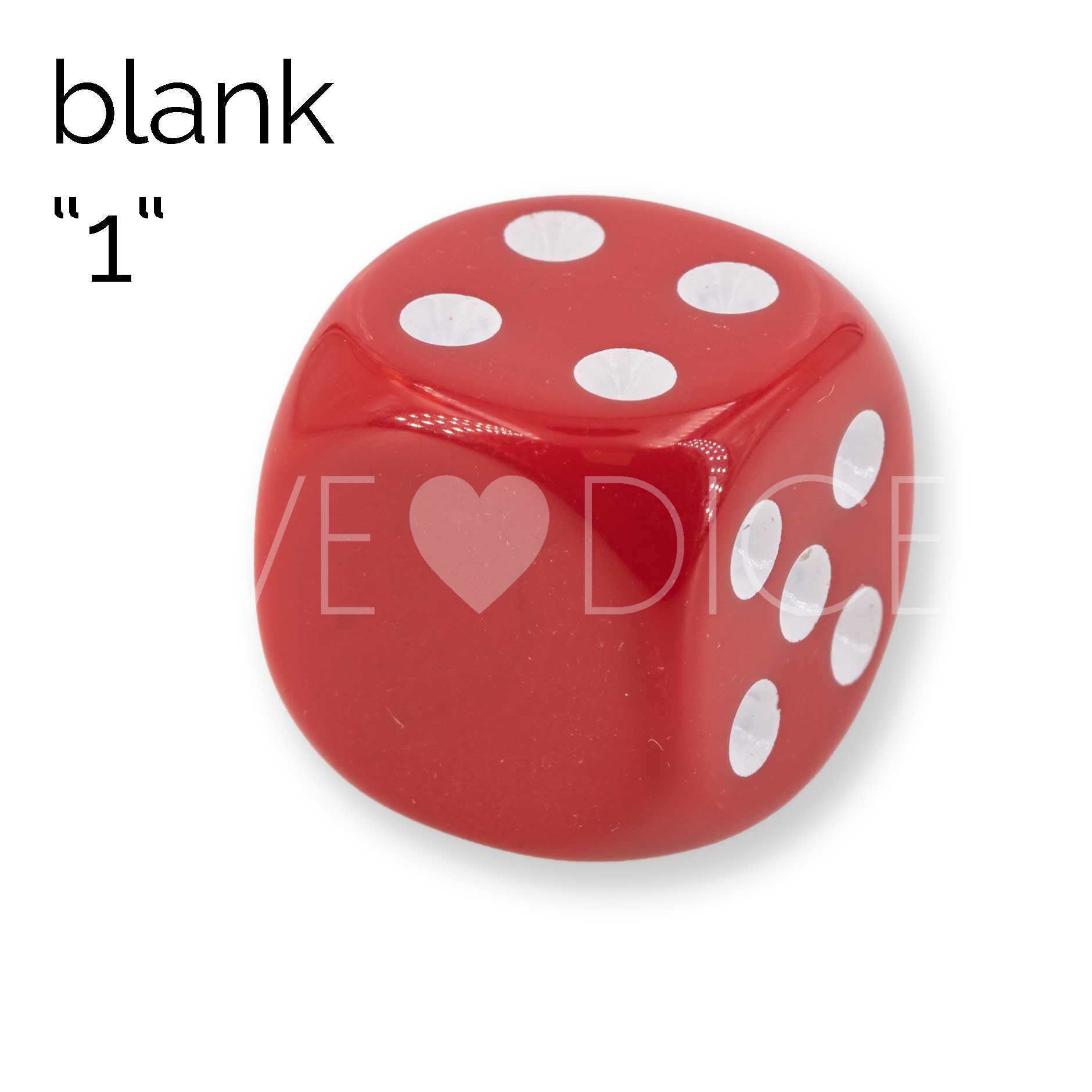 16mm Dice in red / white Opaque no "6"