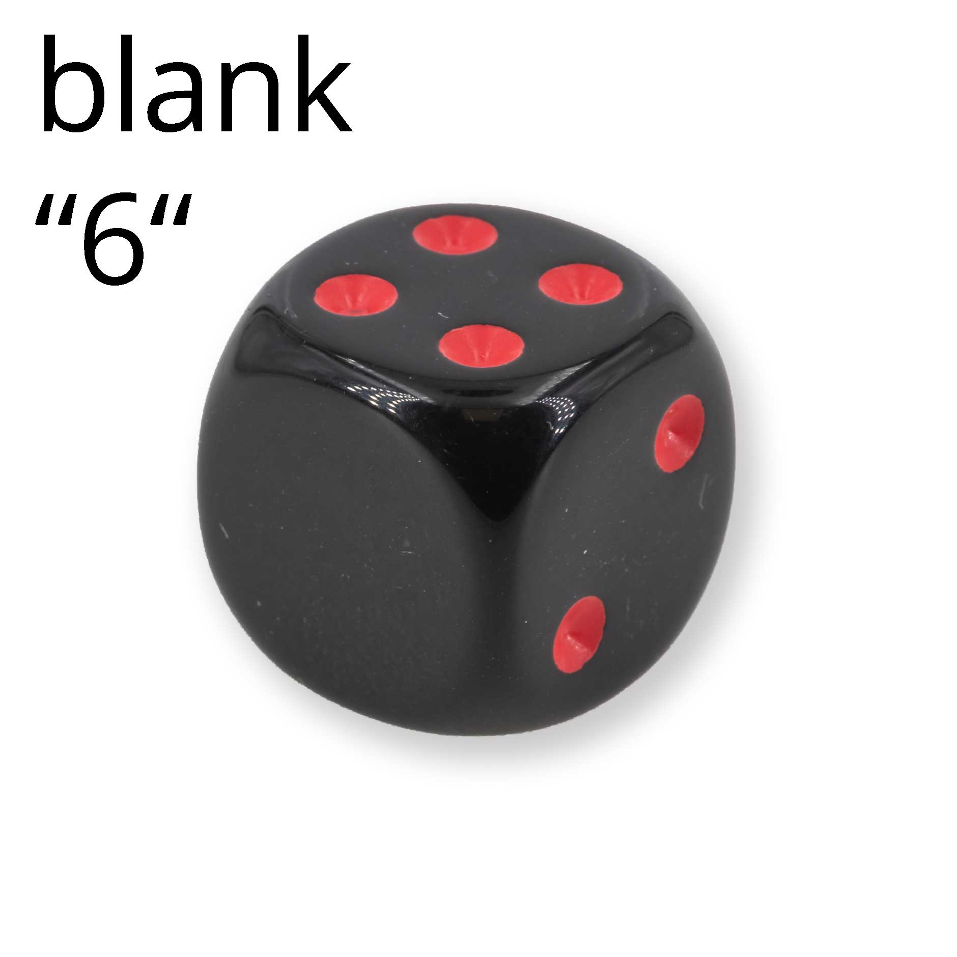 16mm Dice in black / red  Opaque no "6"