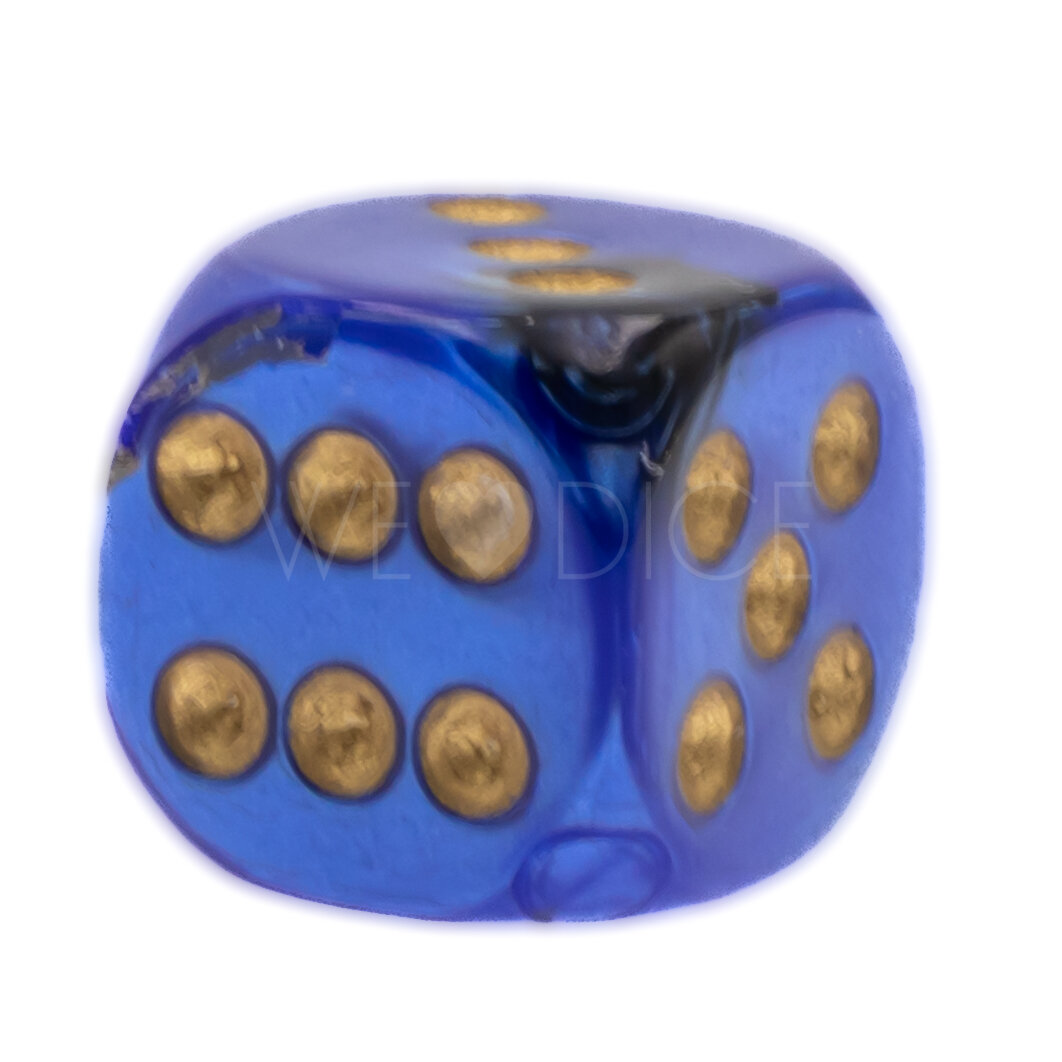 Gemini® Schwarz-Blau / gold 12mm W6 Würfel mit Punkten (1 Stück)