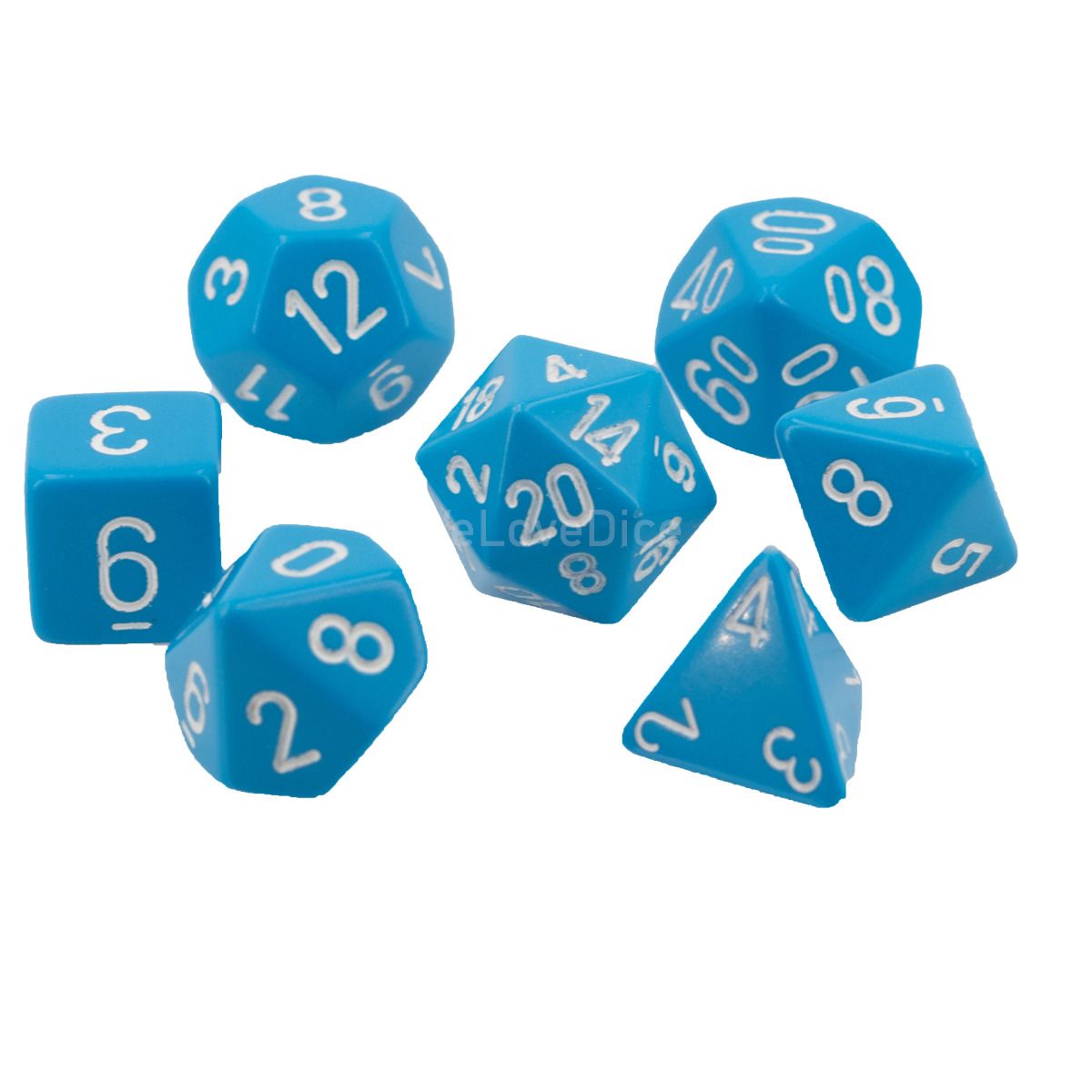 Satt Polyhedral hellblau / weiß 7-Würfel Set