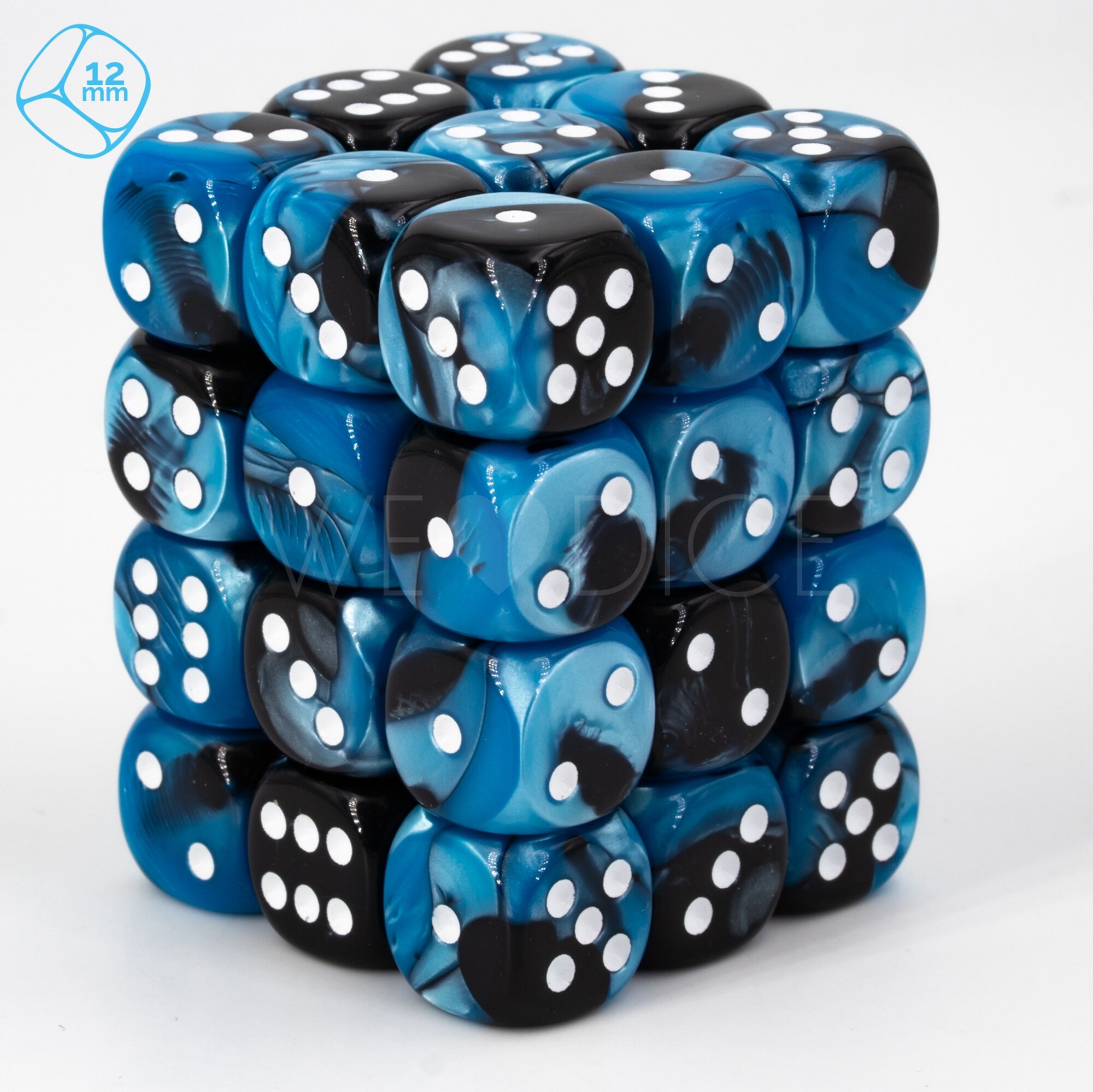 2-Ton schwarz-blau / weiss 12mm W6 Set (36 Stück)