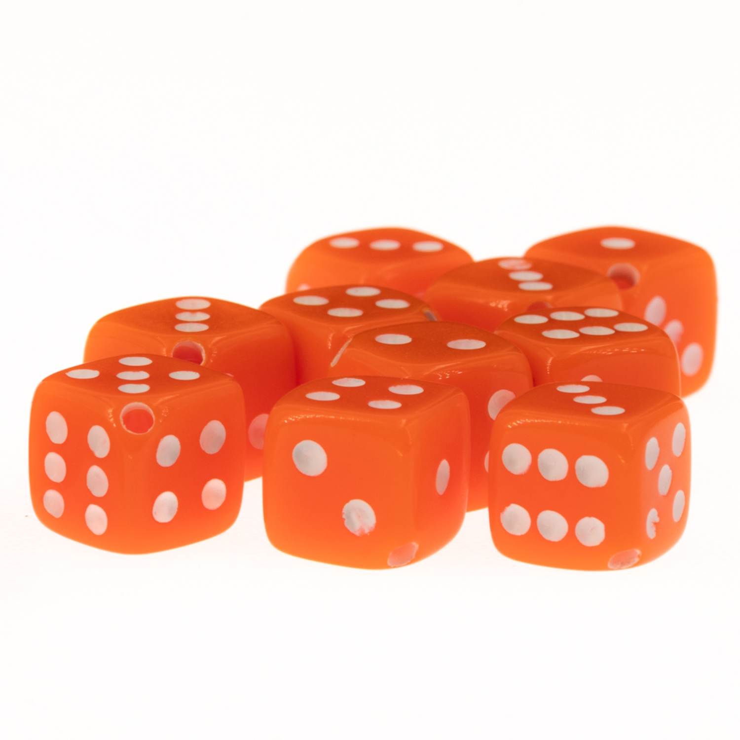  5mm Dice bead - orange Opaque, in