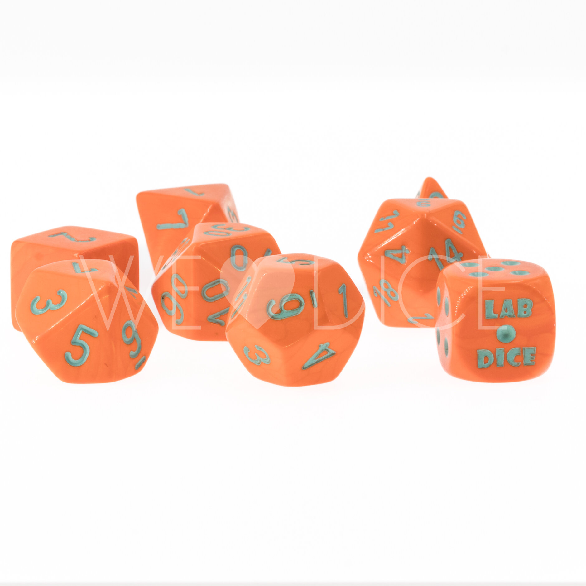 LabDice Heavy Orange/turqoise  Set 8 Stück