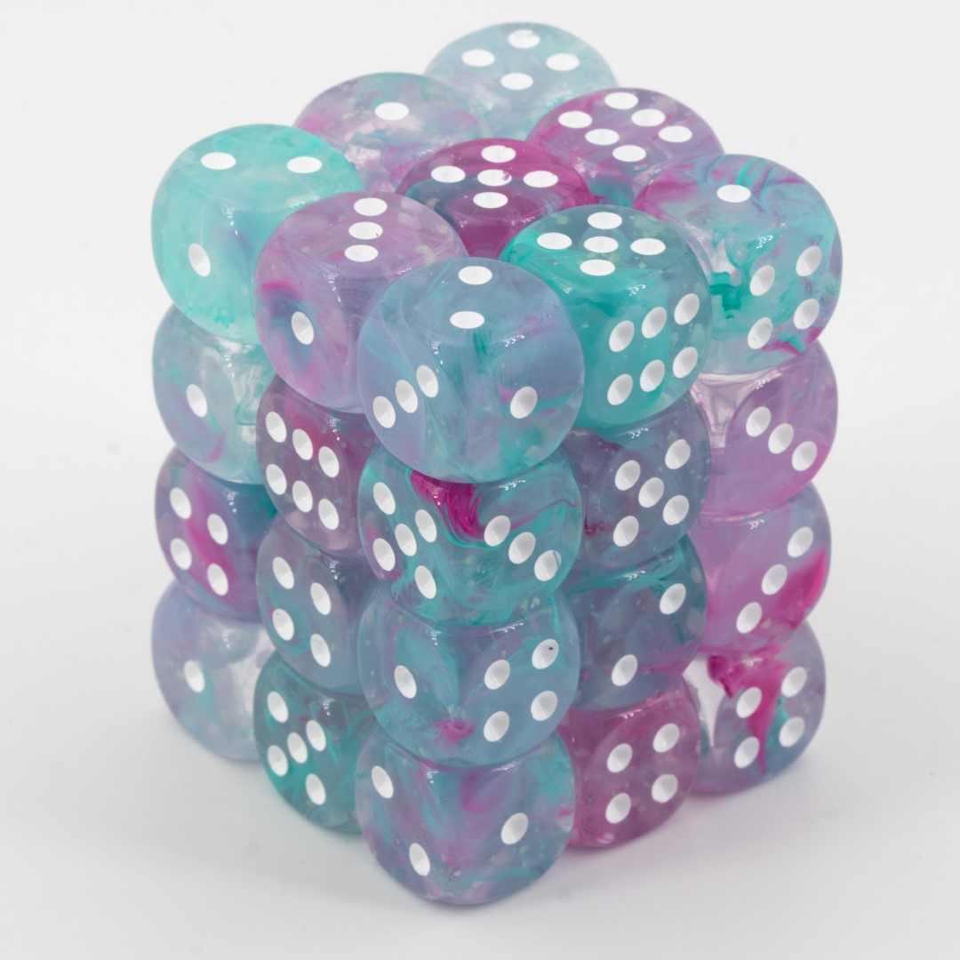 Nebula® Wisteria / weiß 12mm W6 Würfel Set (36 Würfel)
