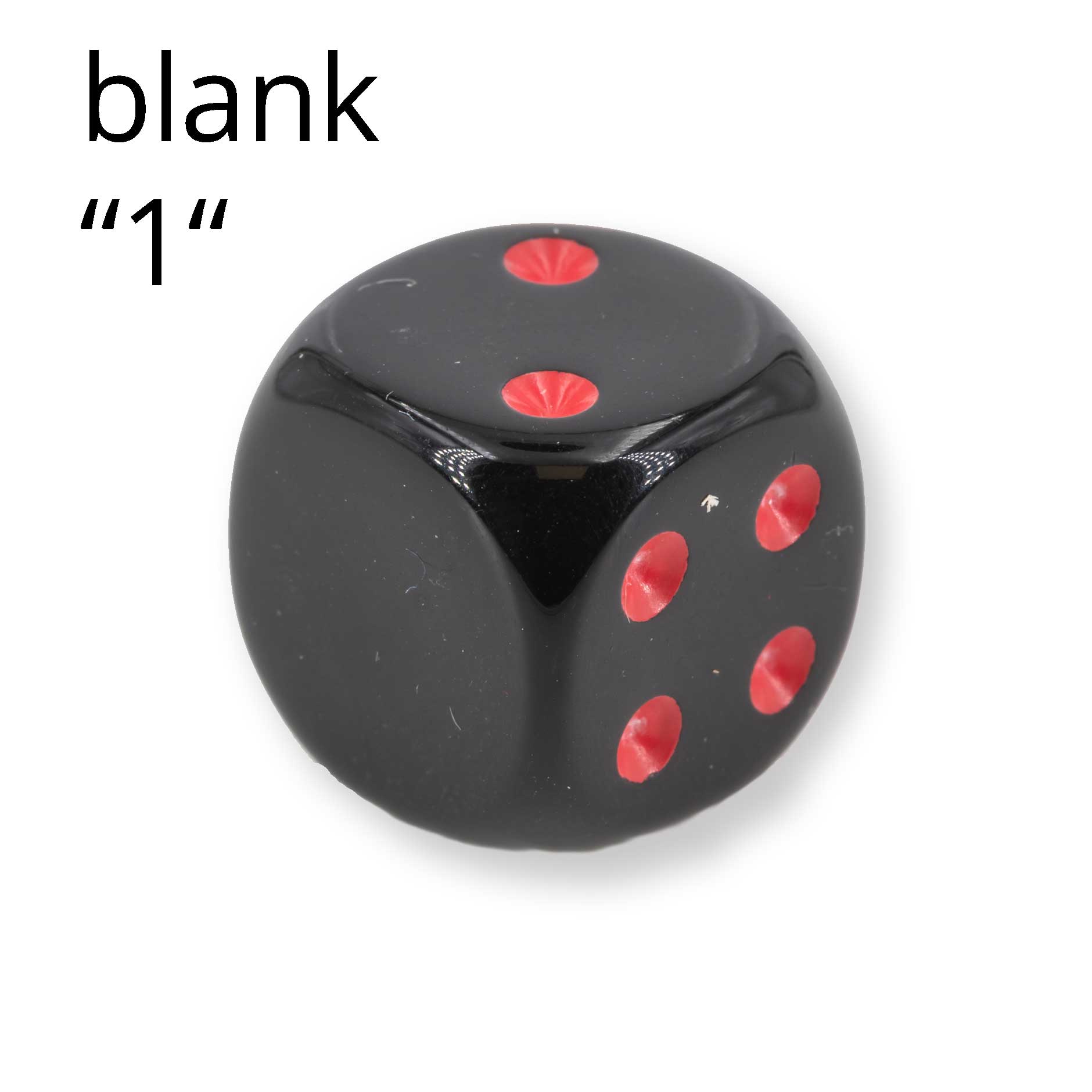 16mm Dice in black / red  Opaque no "6"