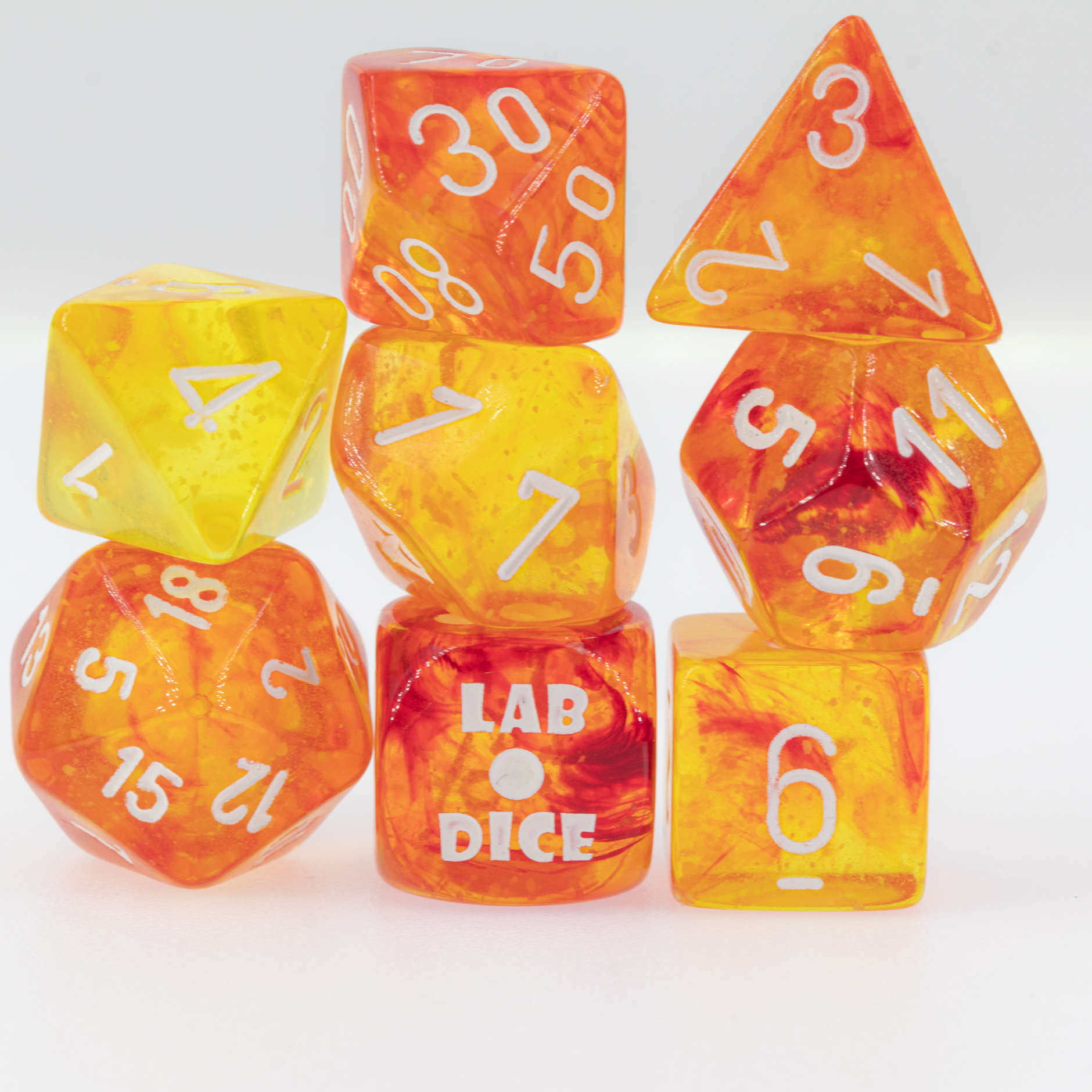 LabDice Nebula®, Luminary™ Molten™ / white  Set 8 Stück