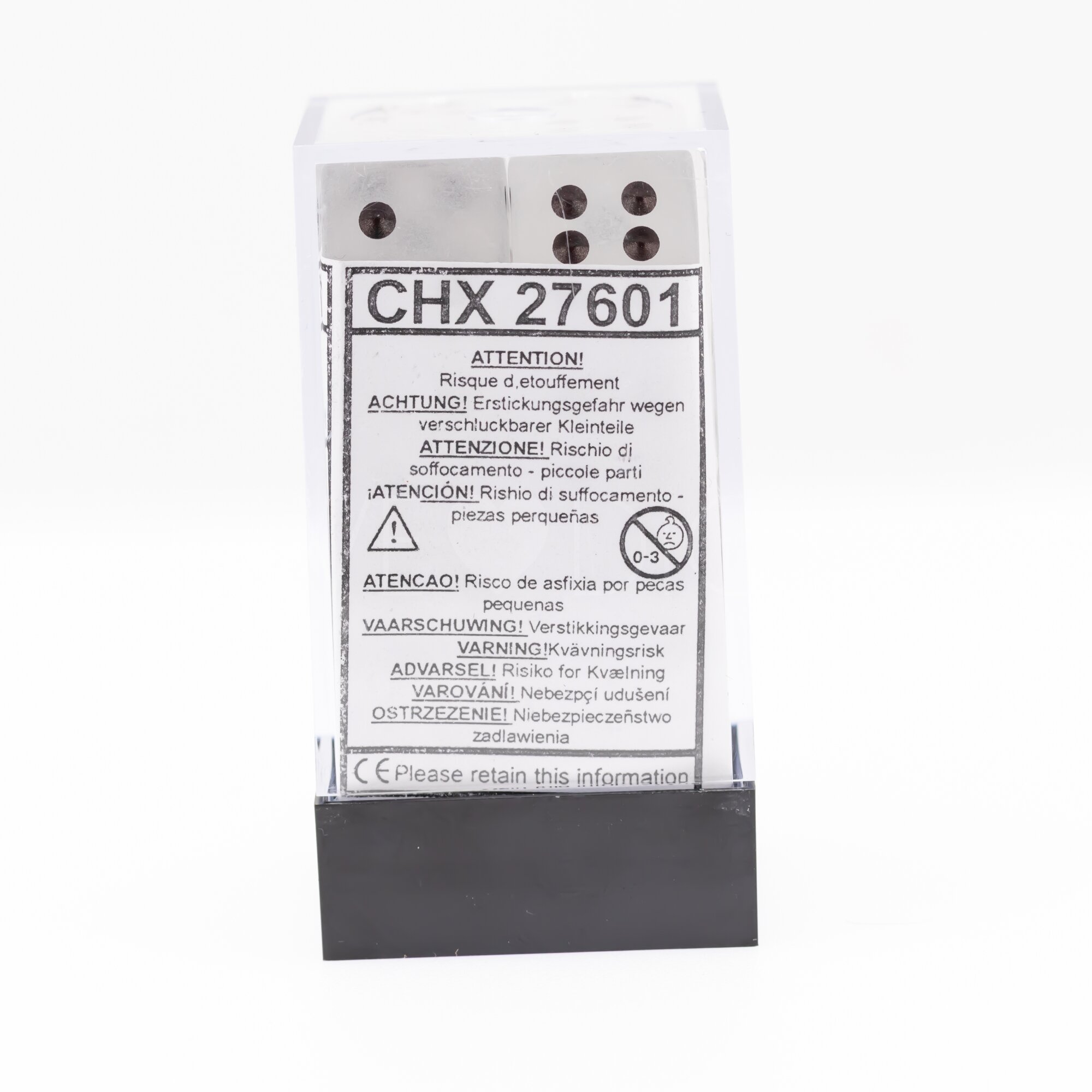 Frosted Clear / Schwarz 16mm W6 Würfel Set (12 Würfel)