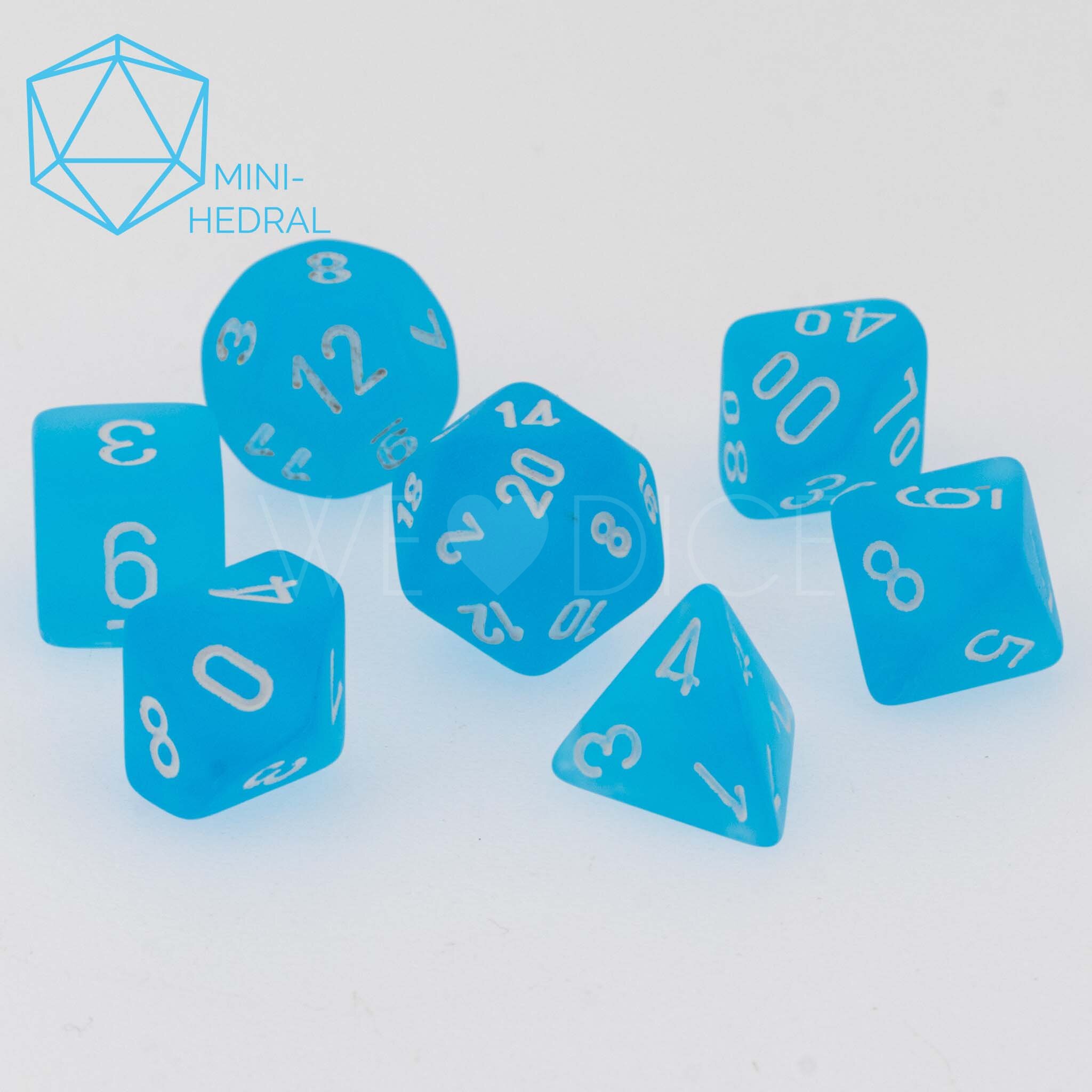 Mini-hedral Frosted Polyhedral Karibikblau / Weiß 7-Würfel Set