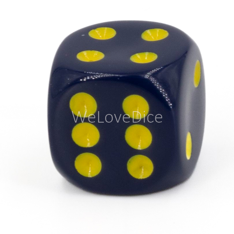 30mm  D6 Dice in dark blue / yellow Opaque