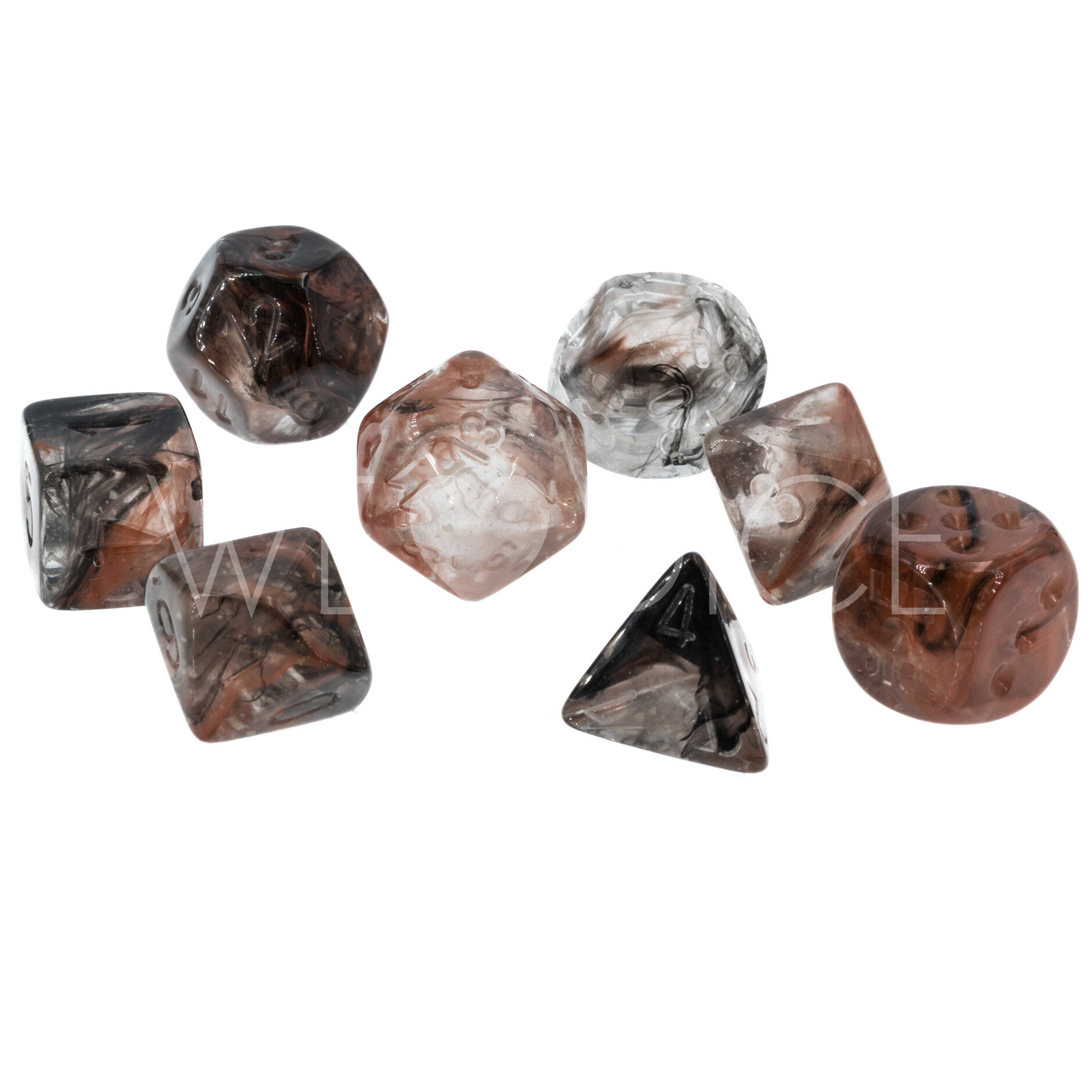 LabDice Nebula®, Luminary™ Copper Matrix Unpainted  Set 8 Stück
