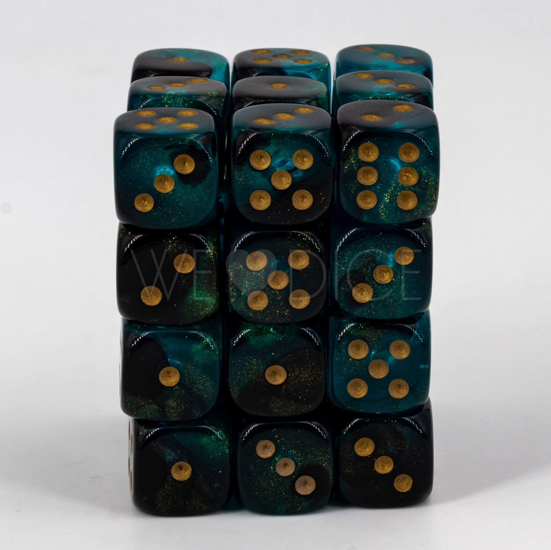 2-Ton 2Ton aurora schwarz-petrol  / gold 12mm W6 Set (36 Stück)