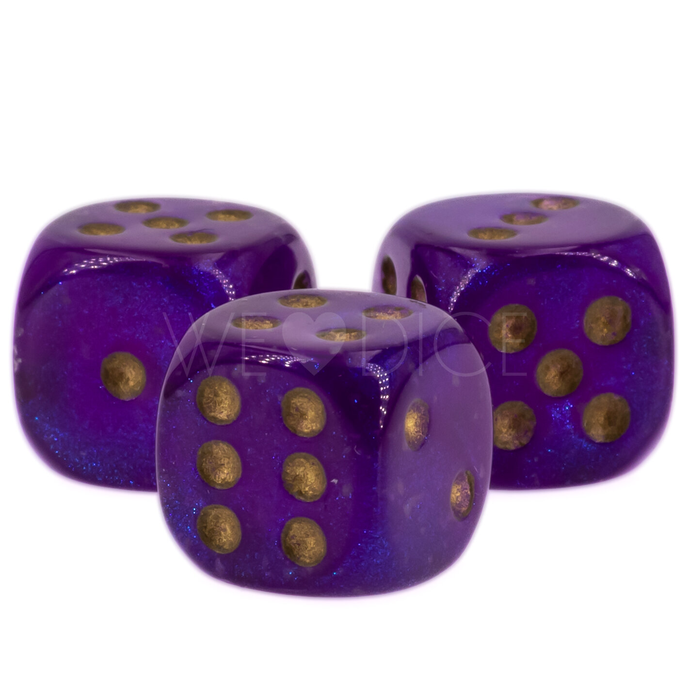 Borealis® Königsviolett / Gold 12mm W6 Würfel mit Punkten (1 Stück)