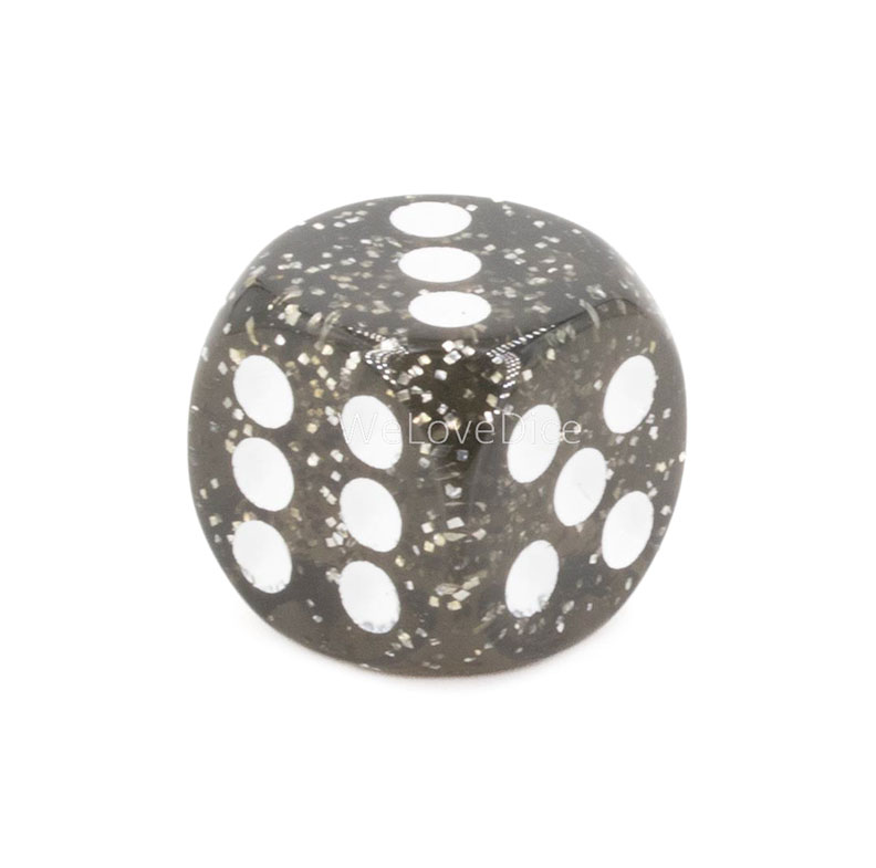 16mm  D6 Dice in glitter grey / white