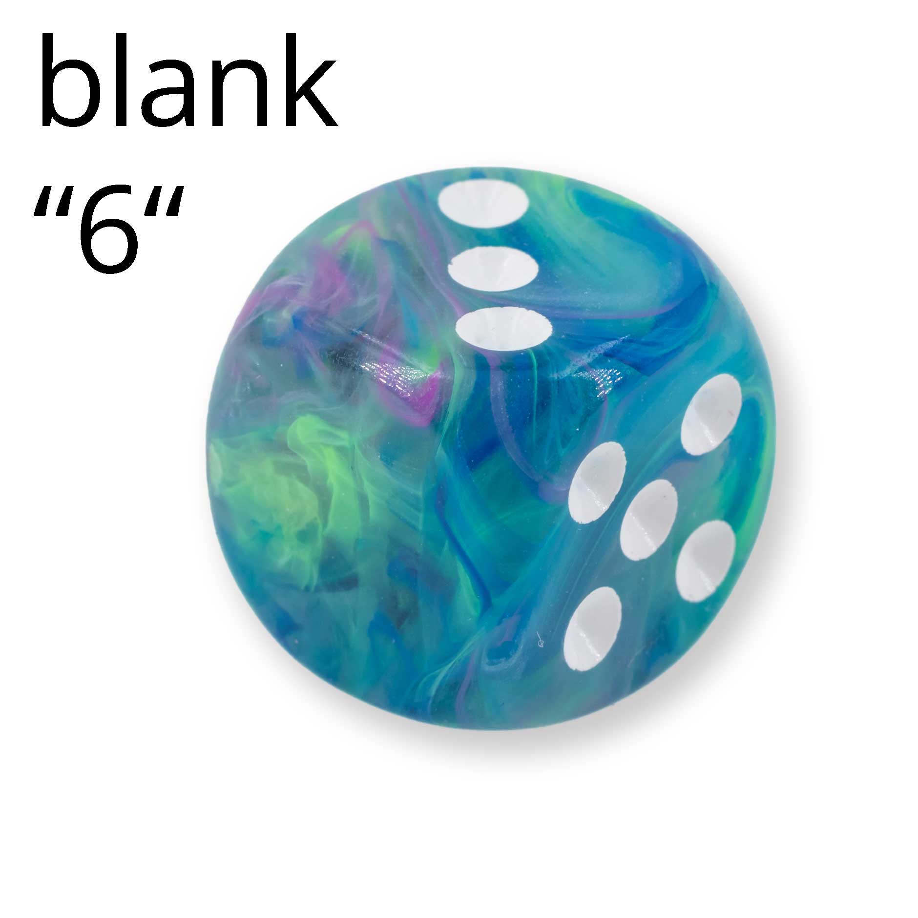 16mm Dice in Waterlily / white  Festive® no "6"
