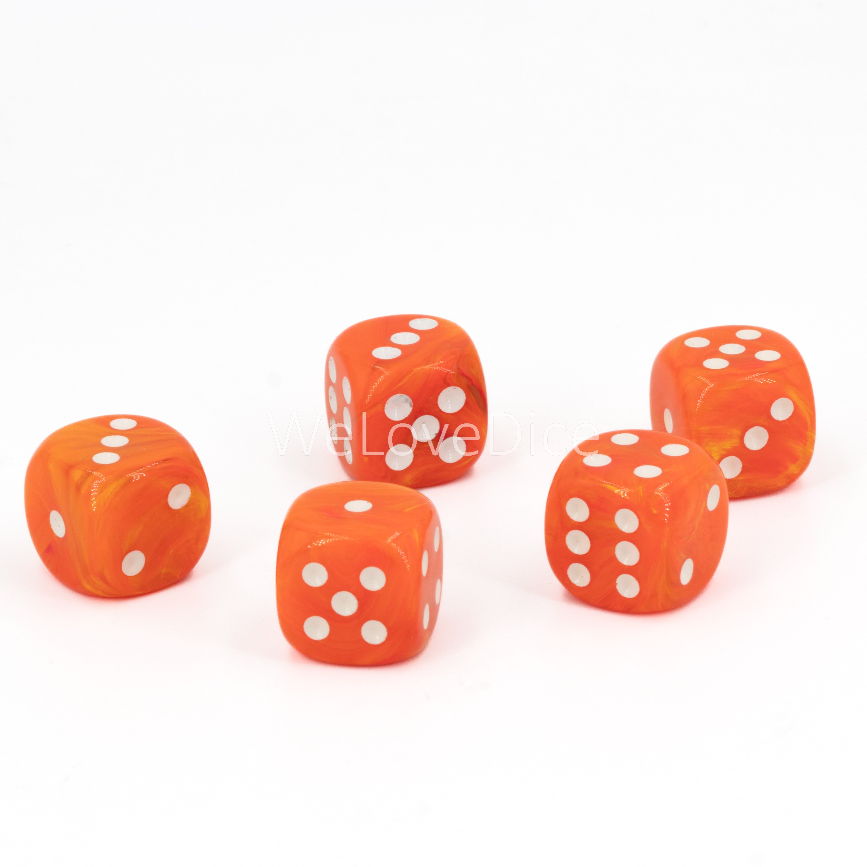 16mm W6 Würfel in tieger orange / weiß